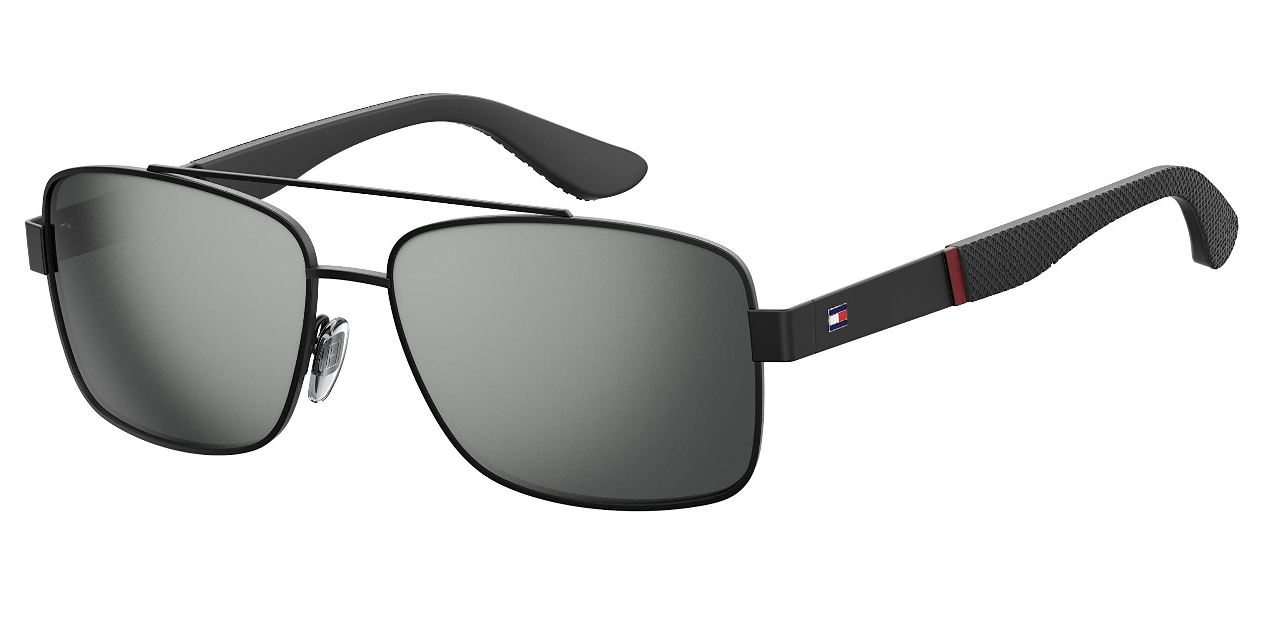 Tommy Hilfiger TH1521/S Square Sunglasses for Men - Black & Silver Frame, 59mm UV Protection - Perfect for Outdoor Activities, Driving & Fashion Accessories