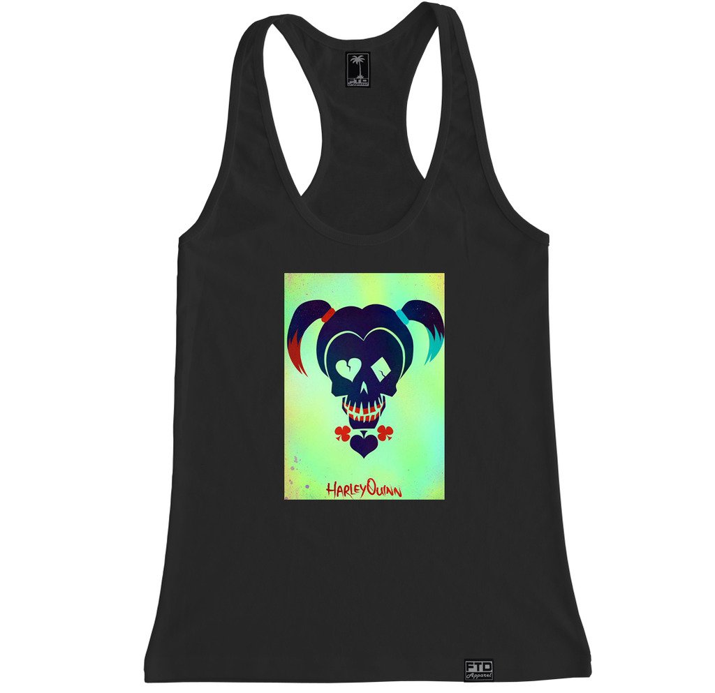FTD Apparel Women's Joker Girl Racerback Tank Top - Sexy Graphic Print Sleeveless Shirt for Women - Perfect for Gym, Workout, Party & Casual Wear