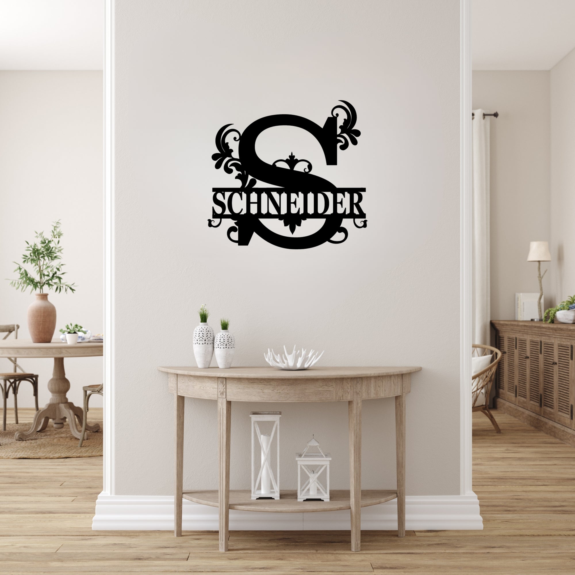 Personalized Initial Metal Wall Art - Elegant Scroll Design for Home Decor, Bedroom, Living Room & Office