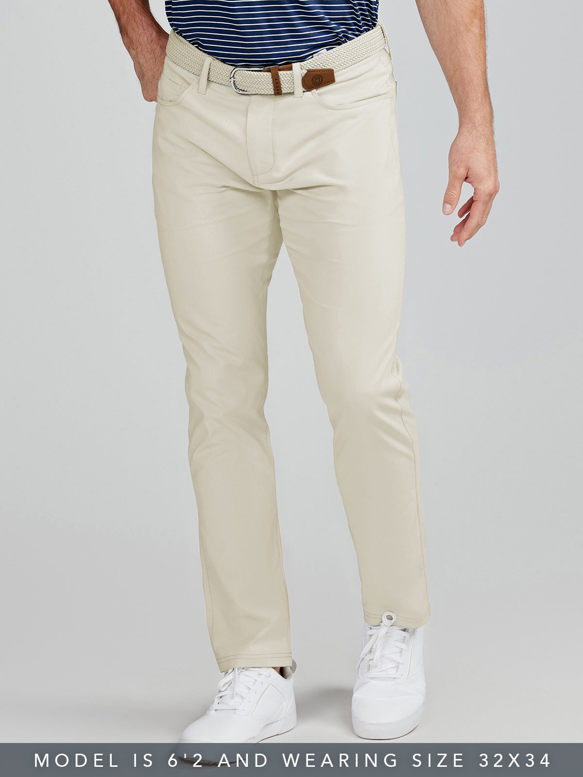 Motion Pant Tailored Fit Light Stone - Premium Stretch Travel & Work Pants for Men | Office Commute, Business Casual & Outdoor Activities