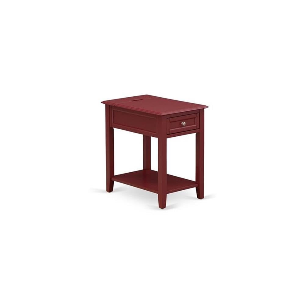 East West Furniture NL14Q-1DE13 2-Piece Queen Bed Set - Brown Taupe Velvet Upholstered Headboard & Burgundy Finish Nightstand - Modern Bedroom Furniture for Master Bedroom, Guest Room, or Apartment
