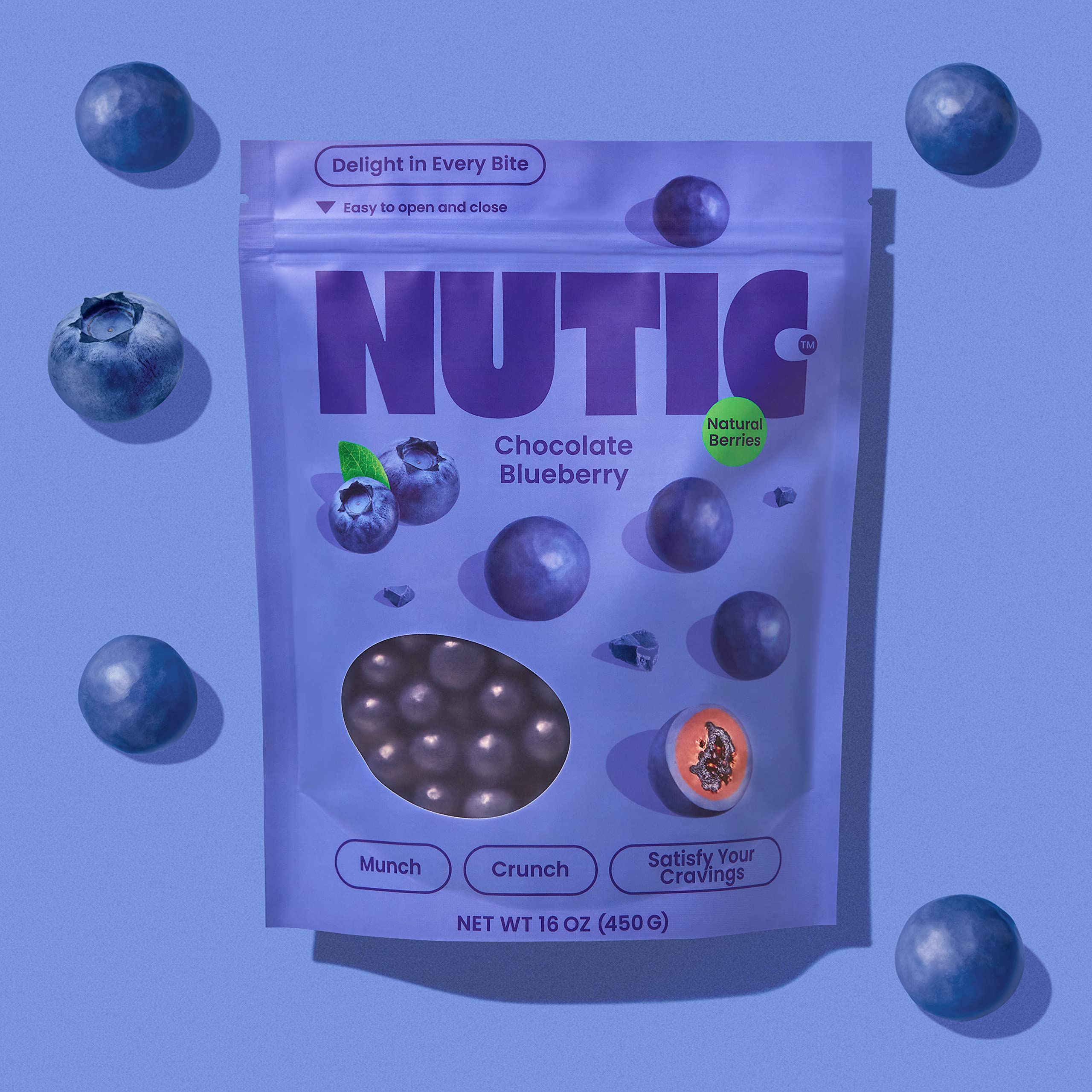 Nutic Milk Chocolate Covered Blueberries - 5Lb Bulk Bag, Premium Gourmet Chocolate Candy Snacks, USA Made, Kosher, Non-GMO - Perfect for Holiday Gifts, Party Favors, Office Snacks & Dessert Platters