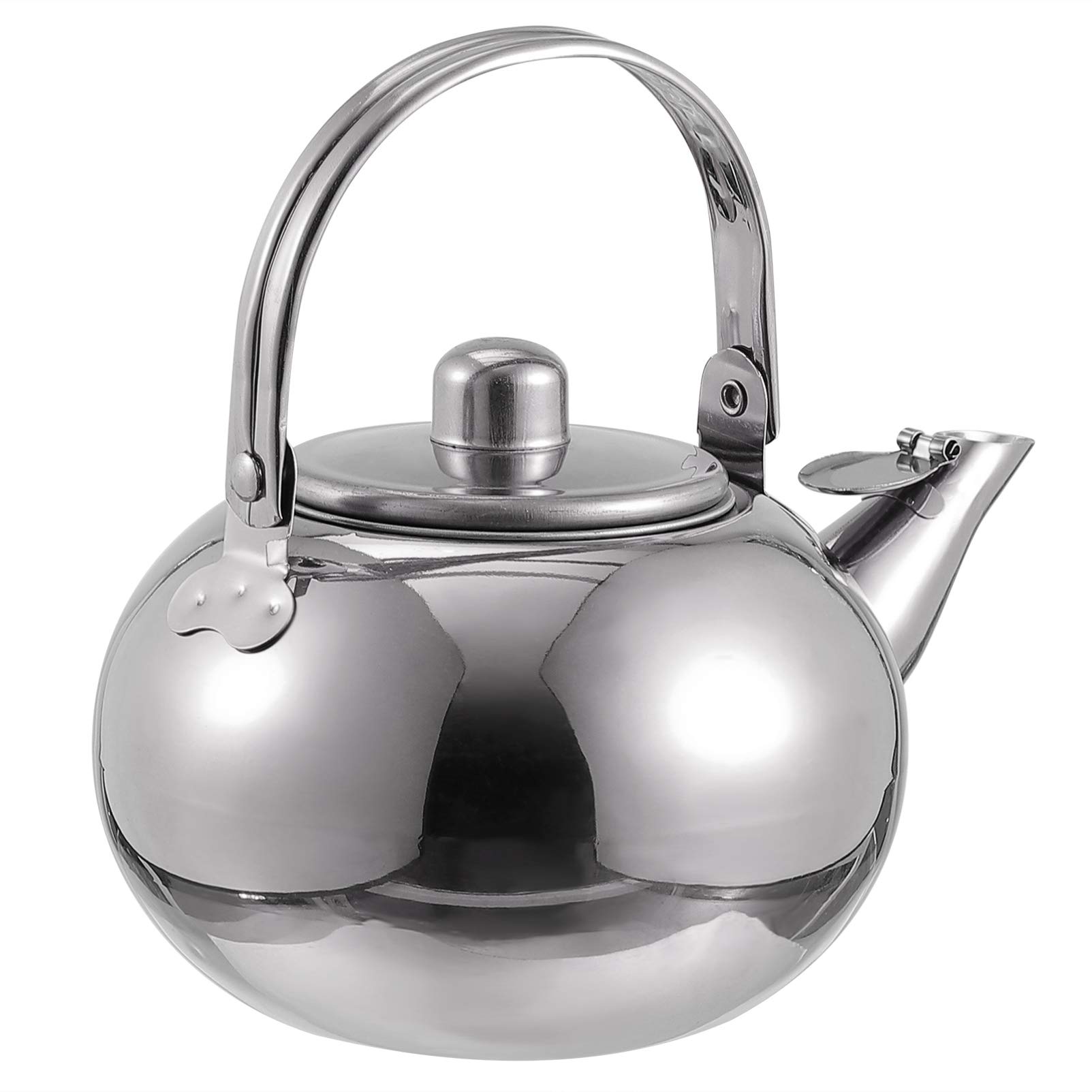 1L Stainless Steel Stovetop Tea Kettle with Strainer - Silver Water Boiling Pot for Home, Restaurant & Office Use - Perfect for Brewing Tea, Coffee and Hot Beverages