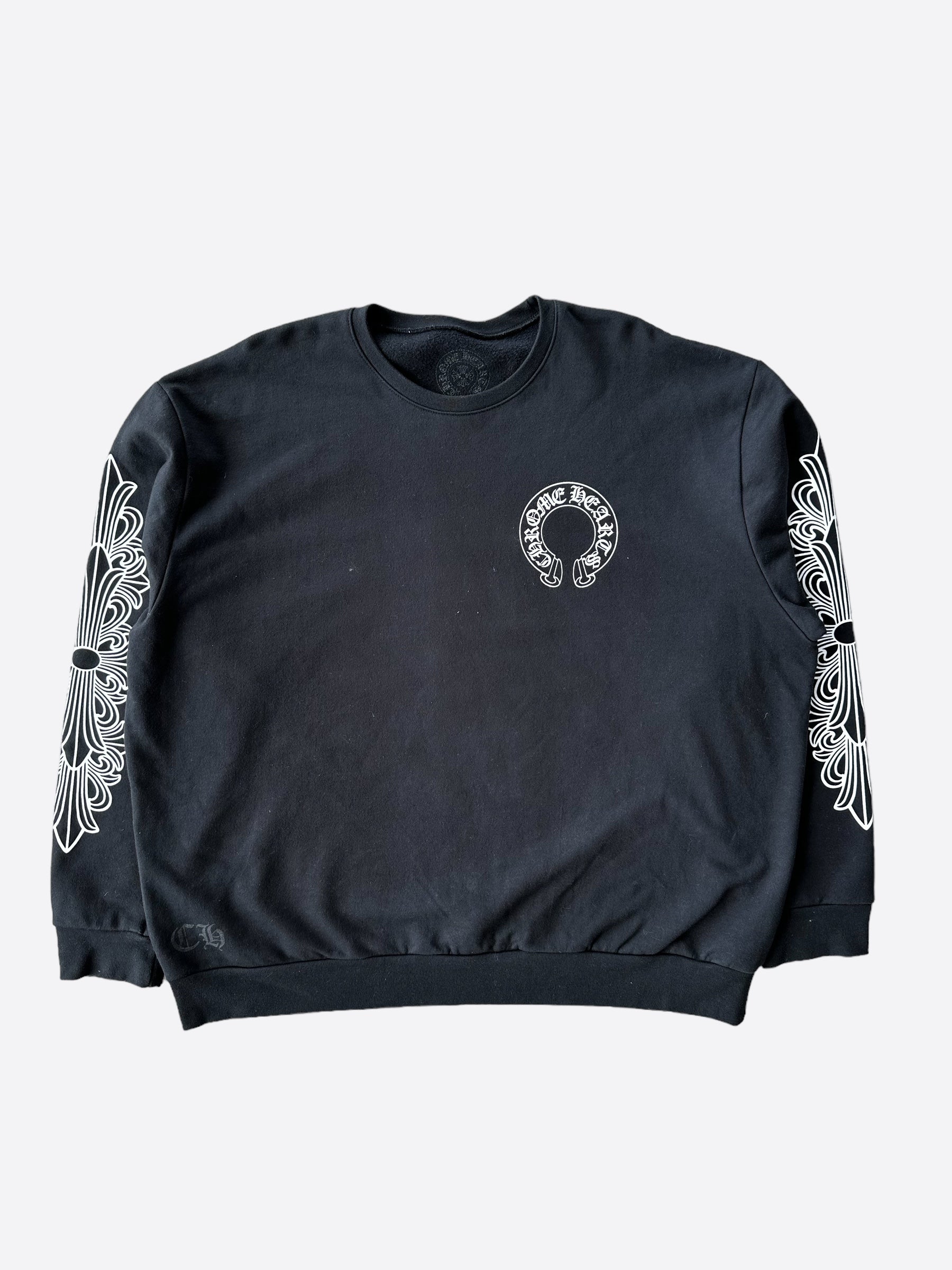 Chrome Hearts Black & White Horseshoe Logo Sweater for Men & Women | Luxury Streetwear Fashion | Perfect for Casual Outfits & Night Out