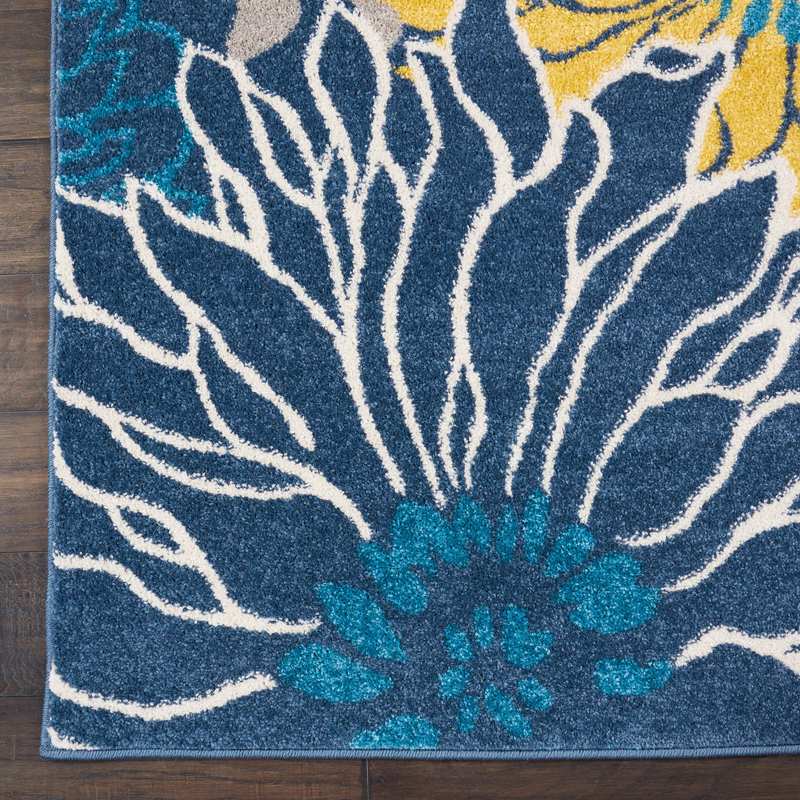 Nourison Passion Blue 9' x 12' Floral Farmhouse Area Rug - Easy to Clean, Non-Shedding, Soft & Durable - Perfect for Bedroom, Living Room, Dining Room & Kitchen Decor (9x12)