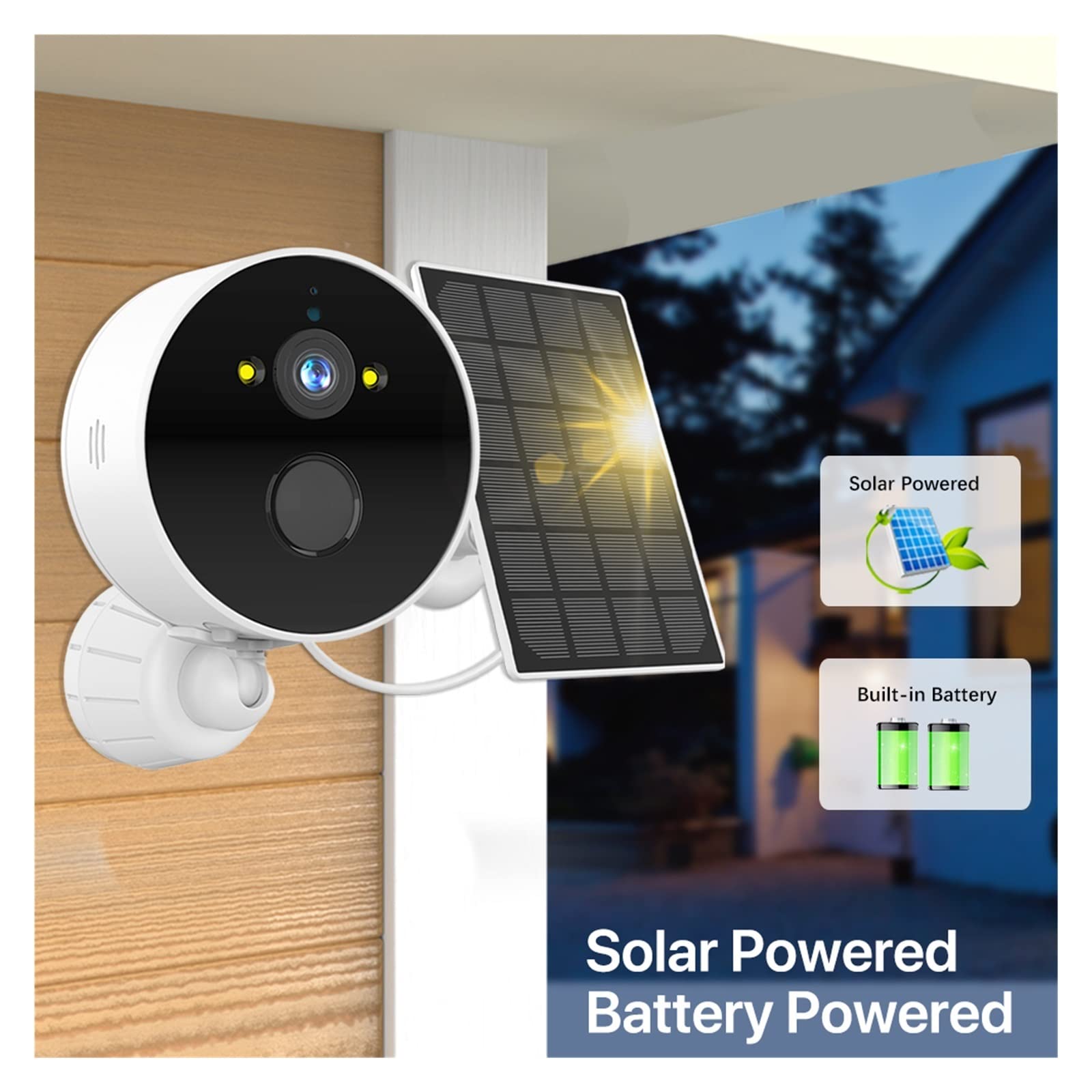SilteD Solar Security Camera Outdoor - 1080P HD WiFi Wireless Surveillance Camera with Built-in Battery & 32GB Storage - Weatherproof Solar-Powered Bullet Camera for Home, Baby Monitor, and Property Security - Ideal for Backyard, Front Door, and Indoor/Outdoor Use
