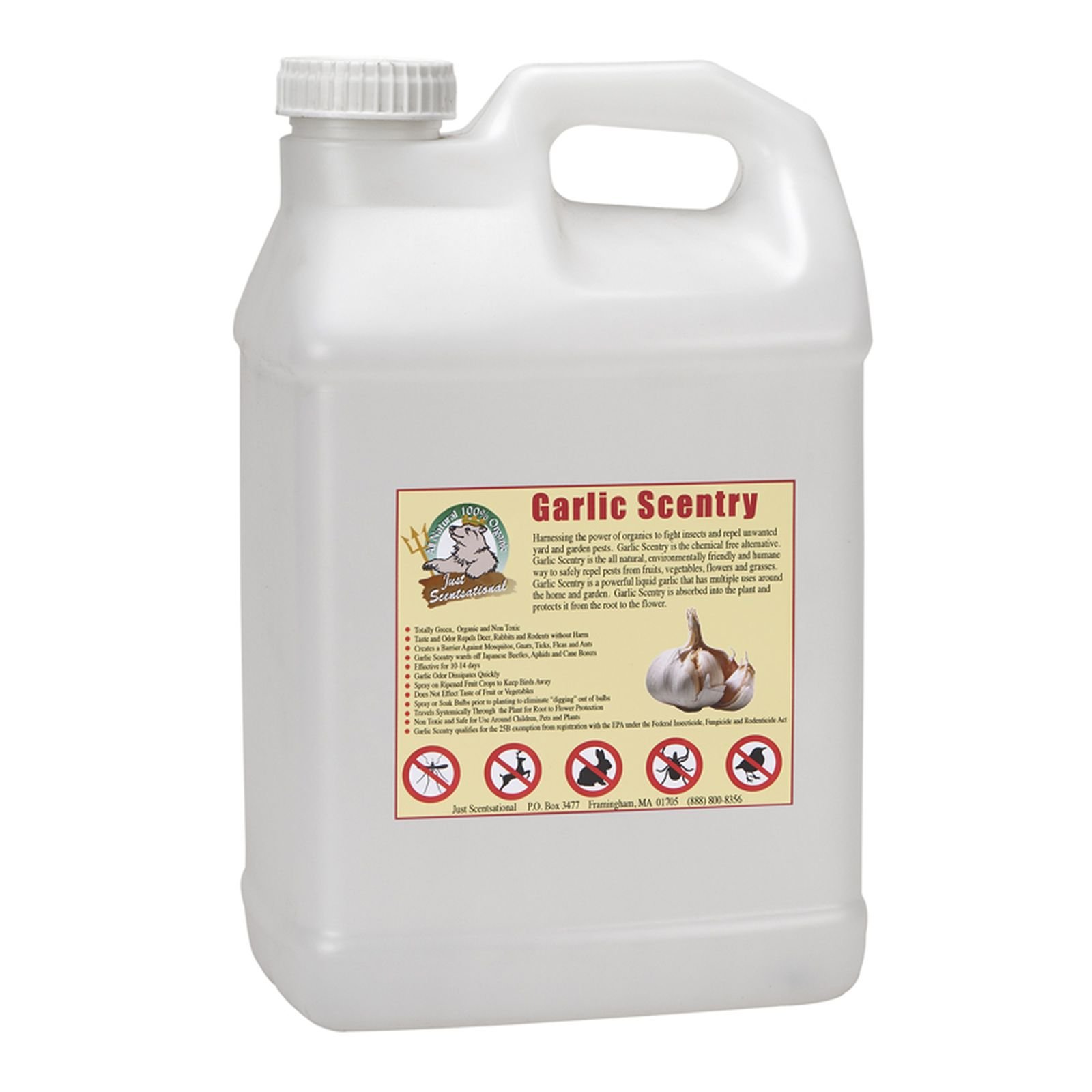 GCS-2.5P All Natural Liquid Garlic Concentrate Barrier & Repellent - 320 oz (2.5 Gallons) for Organic Pest Control in Gardens, Farms & Landscapes | Safe for Plants & Environment