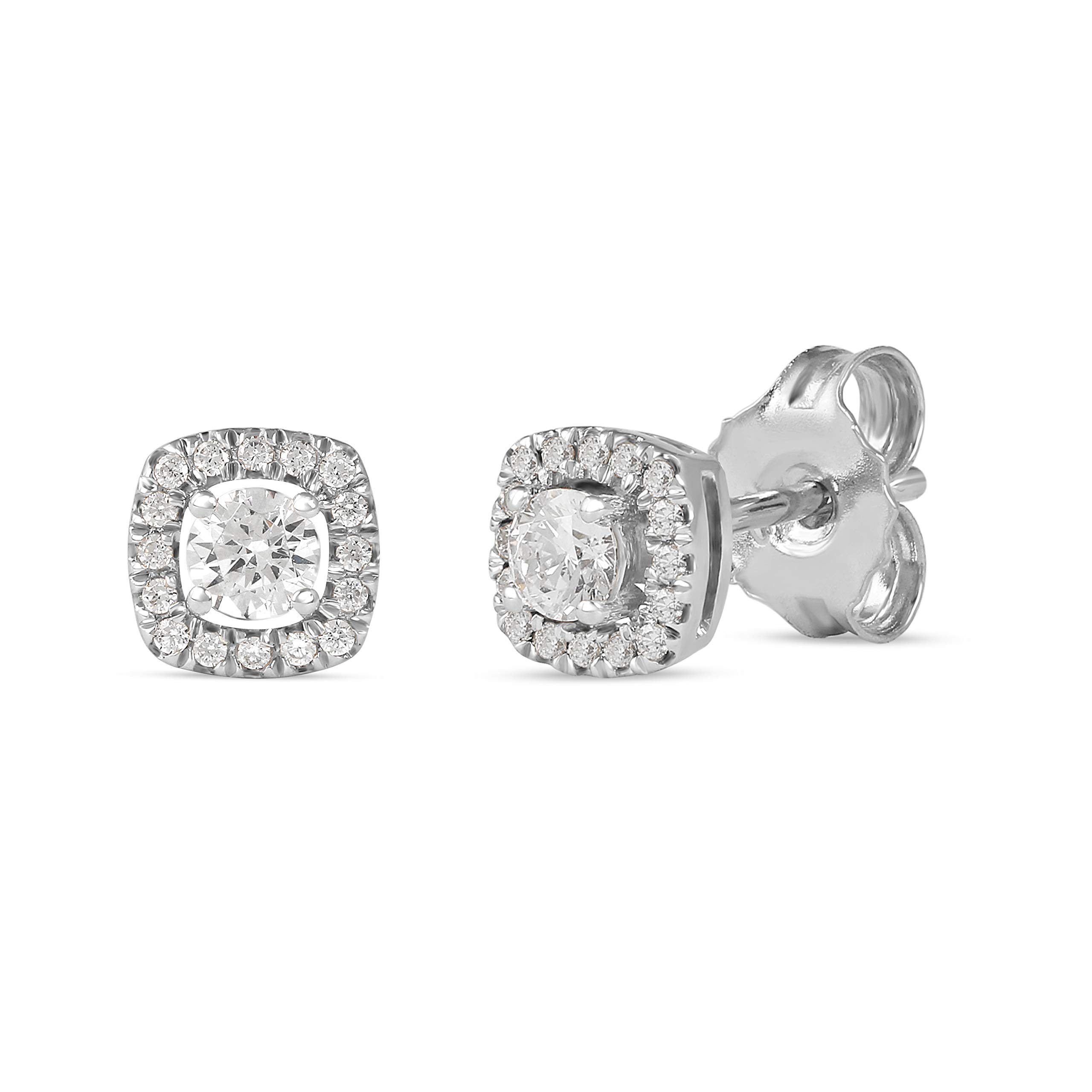 10K Gold 1/3 CT.TDW Round-Cut Natural Diamond Halo Stud Earrings for Women & Girls - Elegant Jewelry Gift for Her by LA BELLA - Perfect for Weddings, Anniversaries & Special Occasions