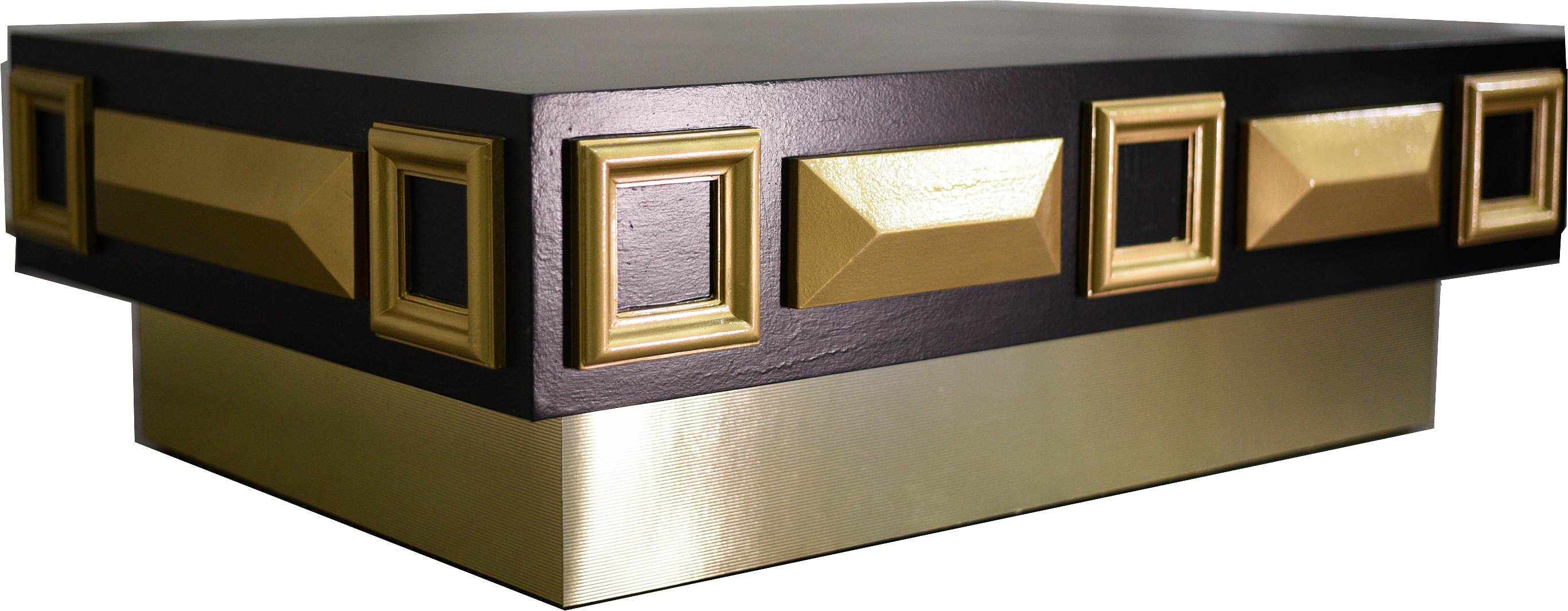 Vintage Mid Century Modern Black and Gold Trapezoid Coffee Table - Glamorous Cocktail Table with Newly Painted Frames - Perfect for Living Room, Lounge & Home Decor
