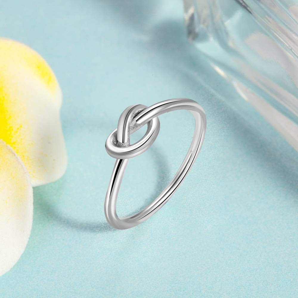 Love Knot Promise Rings for Women - Best Friendship Rings for Sisters & BFFs - Sterling Silver Jewelry Gift for Birthday, Anniversary & Valentine's Day - Perfect for Couples, Best Friends & Special Occasions