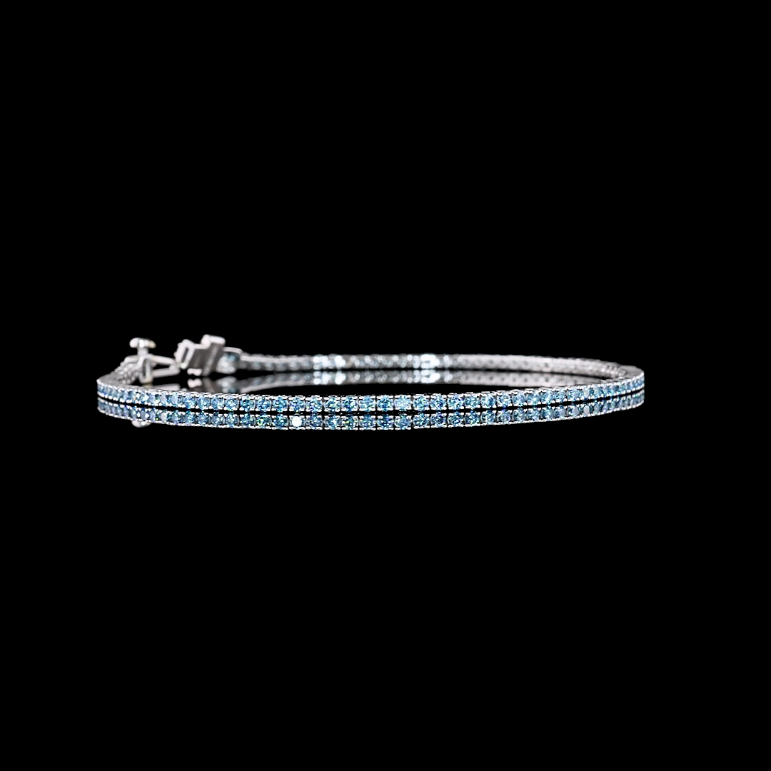 1.54 Carat Lab Grown Round Fancy Vivid Blue VS2 Diamond 14K White Gold Tennis Bracelet - Elegant Jewelry for Women, Perfect for Weddings, Anniversaries & Special Occasions