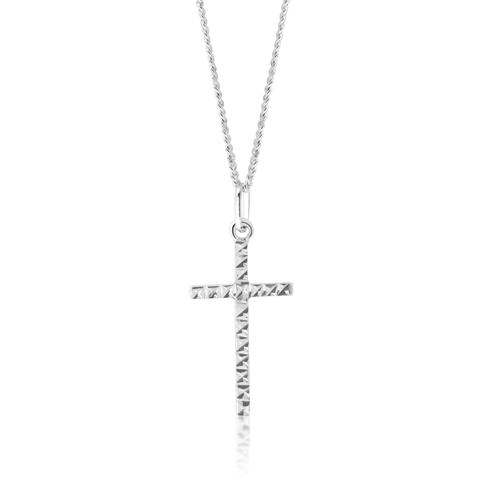 9ct White Gold Cross Pendant for Women - Elegant Religious Jewelry Gift for Baptism, Confirmation & Everyday Wear