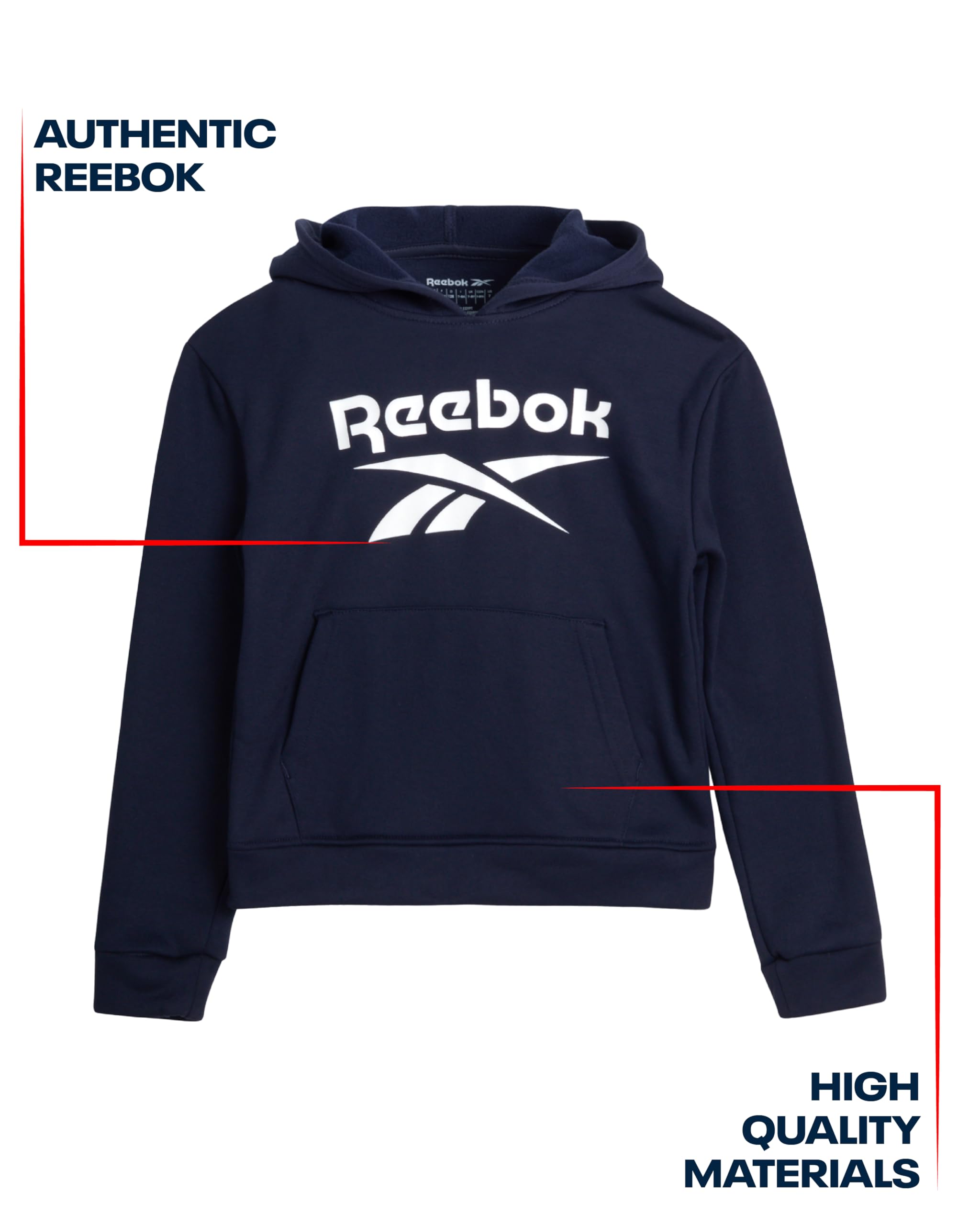 Reebok Baby Boys' 2-Piece Fleece Hoodie & Jogger Pants Set - Soft Playwear Outfit for Toddlers 12M-7 Years - Perfect for Playdates, Daycare & Casual Wear