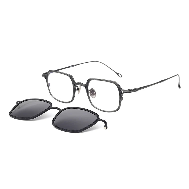 Aror Women's Full Rim Square Alloy Eyeglasses with Clip-On Sunglasses - Stylish Reading Glasses for Work, Driving & Outdoor Activities (Model 942004)