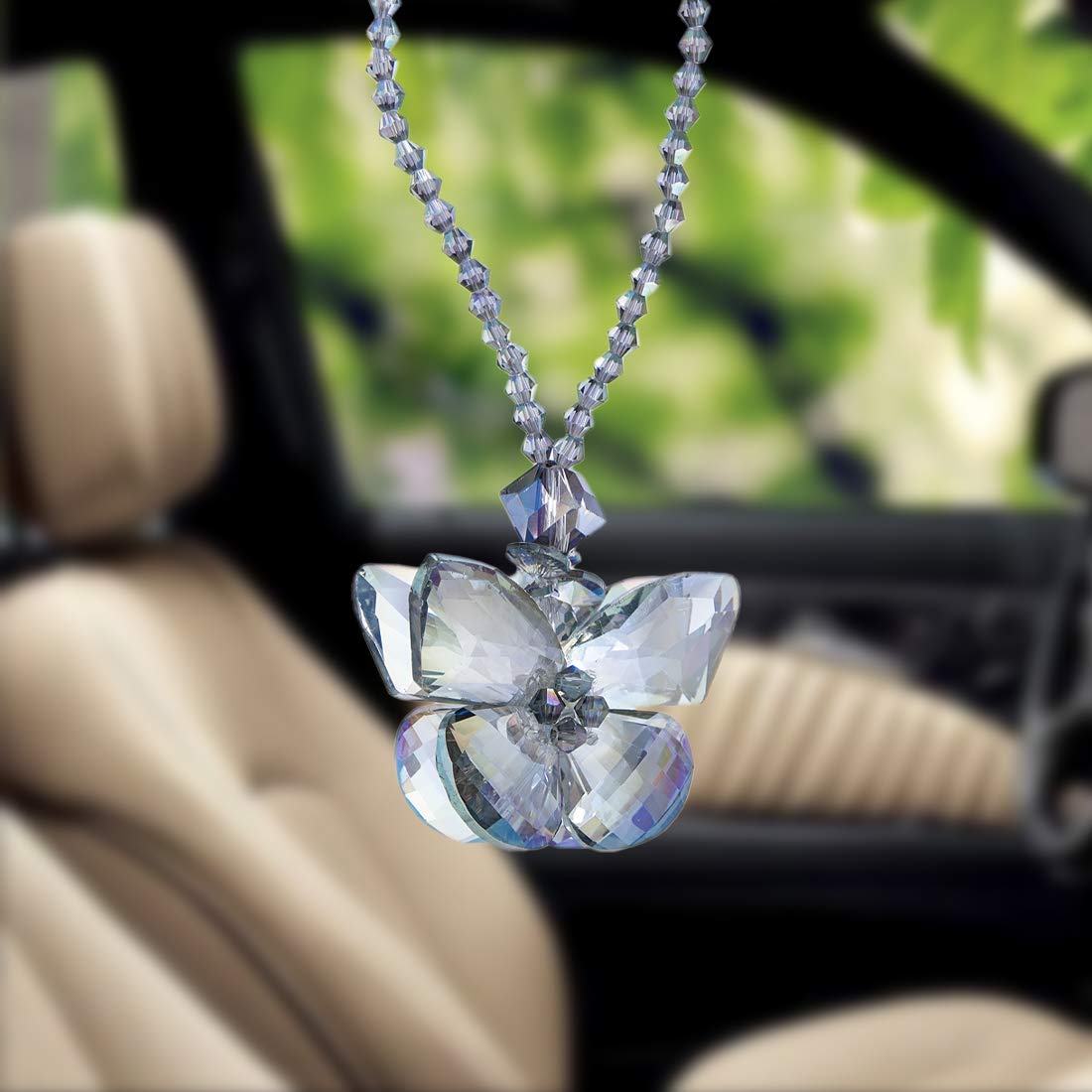 H&D HYALINE & DORA Crystal Car Rearview Mirror Pendant - Lucky Rainbow Maker Window Hanging Ornament for Car Decor & Good Luck Charm | Perfect for Daily Commute, Road Trips & Gifts