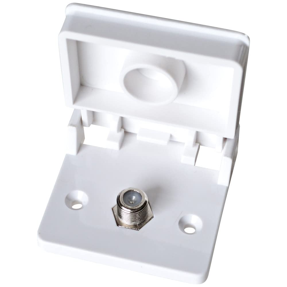 RV Designer T111 Weatherproof TV Jack - White | Durable Outdoor TV Connection for RVs, Campers & Marine Use