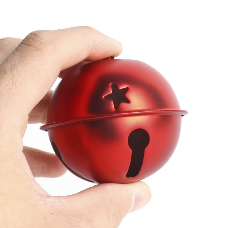 6-Pack Metallic Matte Red Star Cutout Sleigh Bells - Christmas Holiday Decorations for Tree, Wreaths & Festive Displays - Factory Direct Craft