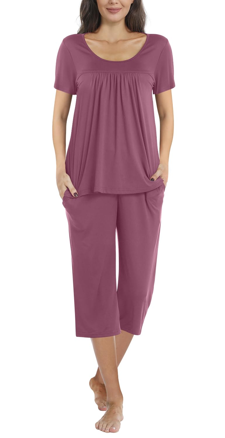 TAOHUADAO Women's Soft Cotton Pajama Sets - Comfortable Lounge Sleepwear with Pockets for Summer, Sleep & Relaxation at Home | Perfect for Nightwear, Vacation & Cozy Evenings