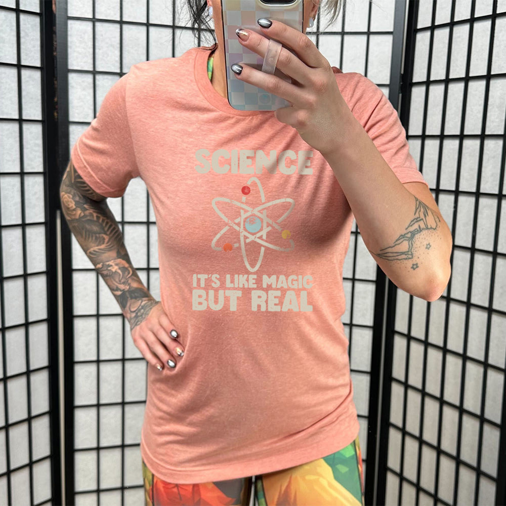 Science It's Like Magic But Real T-Shirt - Unisex Cotton Tee for Science Lovers, Geeks & Teachers - Perfect for School, Work & Casual Wear