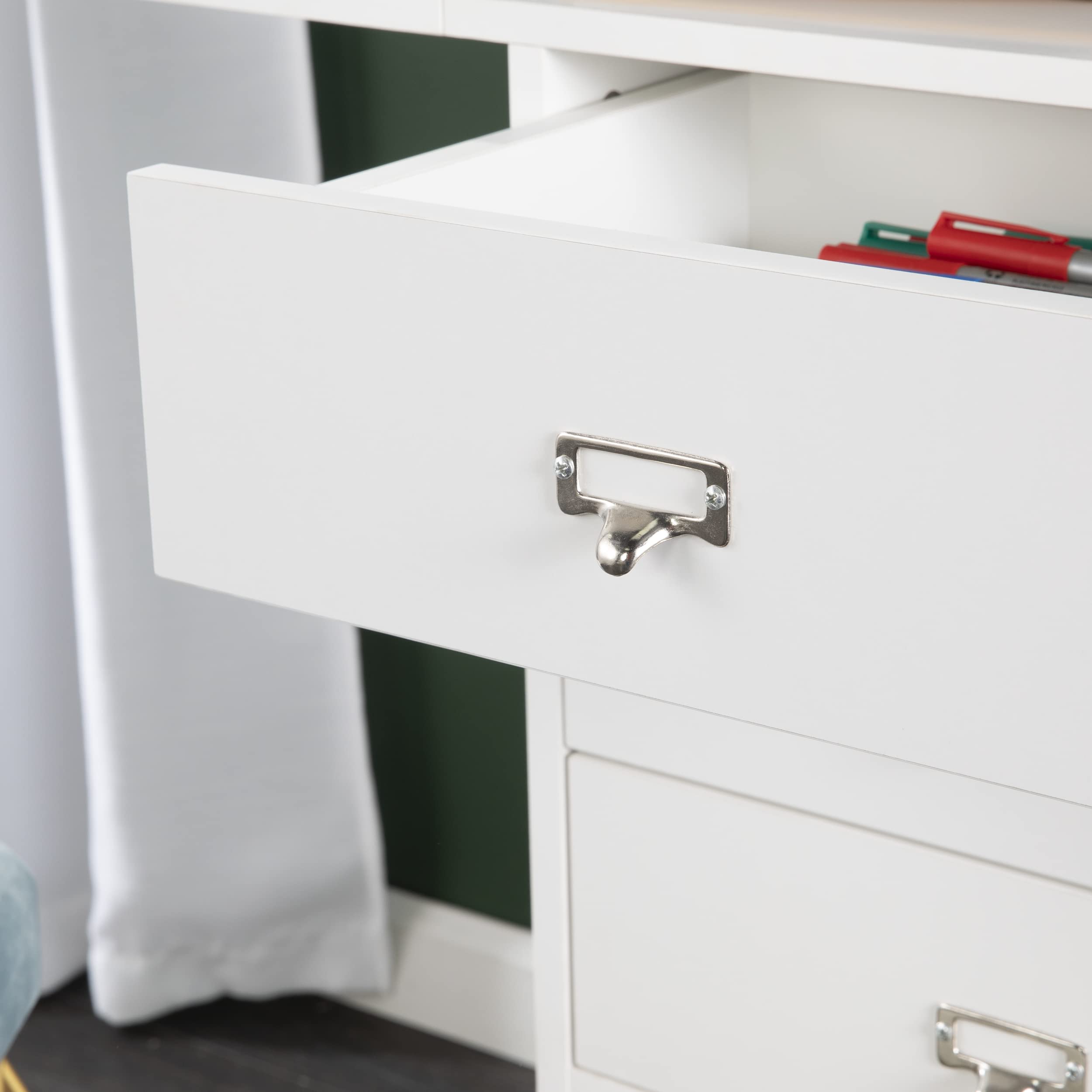 SEI Furniture Fold-Out Organizer Convertible Desktop Craft Desk - White | Space-Saving Home Office & Craft Station for Small Spaces | Perfect for Scrapbooking, Sewing & Remote Work