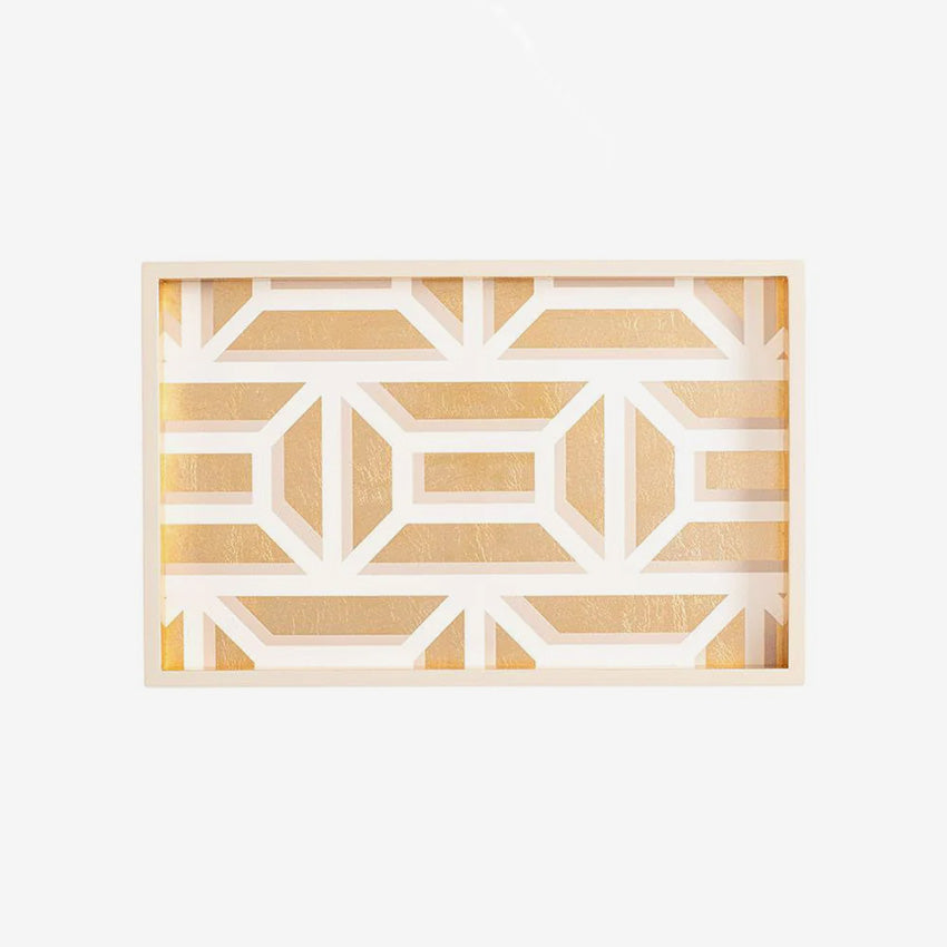 Caspari Garden Gate Lacquer Tray - Elegant Decorative Serving Tray for Home, Kitchen, and Outdoor Entertaining | Perfect for Parties, Tea Time, and Display