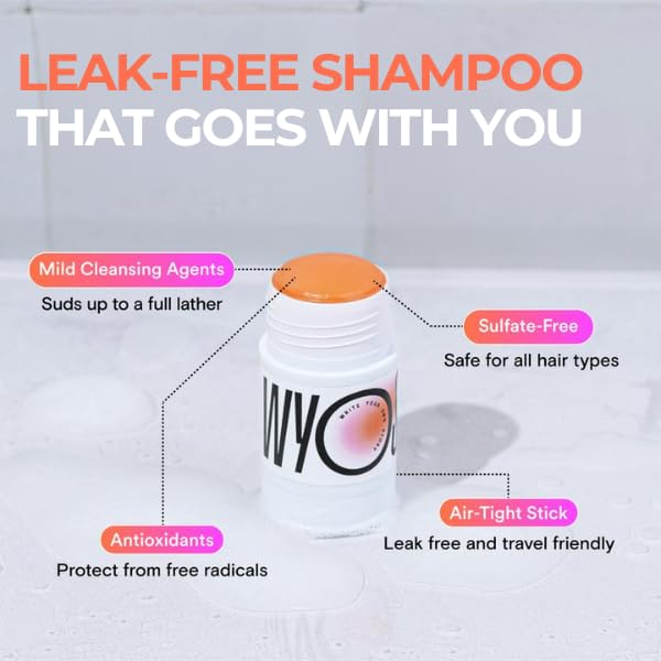 Travel Size Vegan Shampoo & Shave Stick Bundle - Sulfate Free, Paraben Free, Leak Proof | Portable Lathering Shampoo Stick & Hydrating Shaving Cream | Perfect for Camping, Gym & Airplane Travel