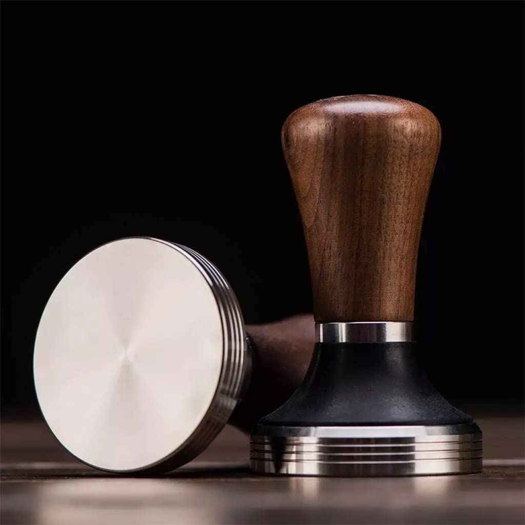 Premium 58mm Stainless Steel Espresso Coffee Tamper with Ergonomic Wooden Handle - Professional Barista Tool for Perfect Espresso Extraction at Home or Coffee Shop