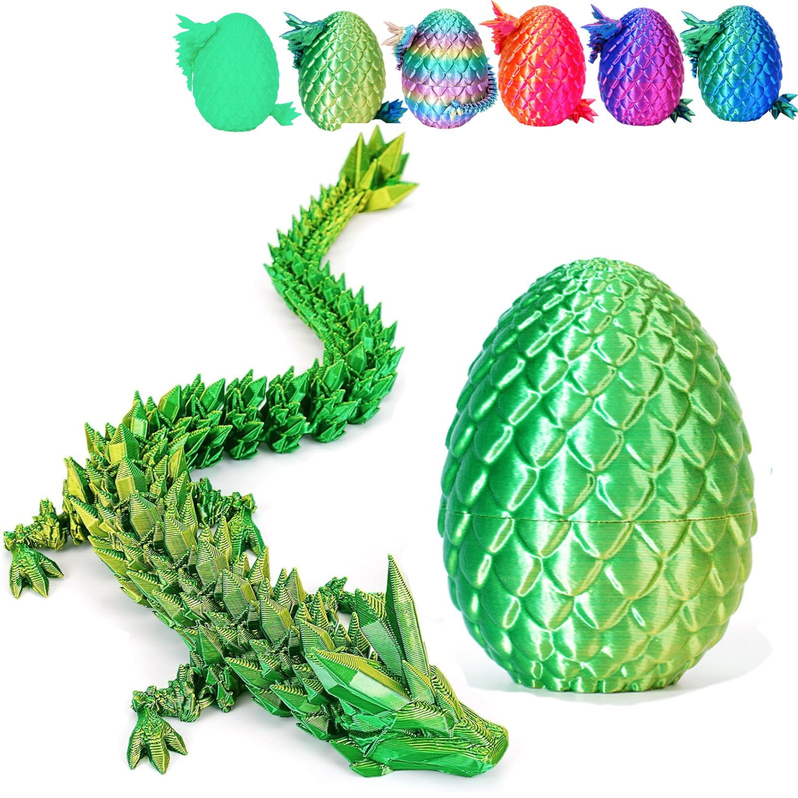 3D Printed Dragon Eggs with Articulated Crystal Dragon Inside - Easter Basket Stuffers, Prefilled Easter Eggs, Unique Fidget Toys for Kids | Perfect for Easter Gifts, Party Favors & Sensory Play