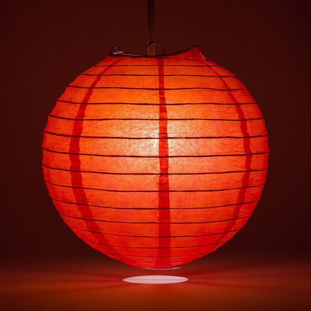 14 Inch Red Round Paper Lanterns with Even Ribbing - Chinese Hanging Decorations for Wedding, Party, Festival & Home Decoration | Perfect for Indoor and Outdoor Events