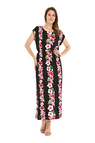Women Pink Black Hibiscus Vine