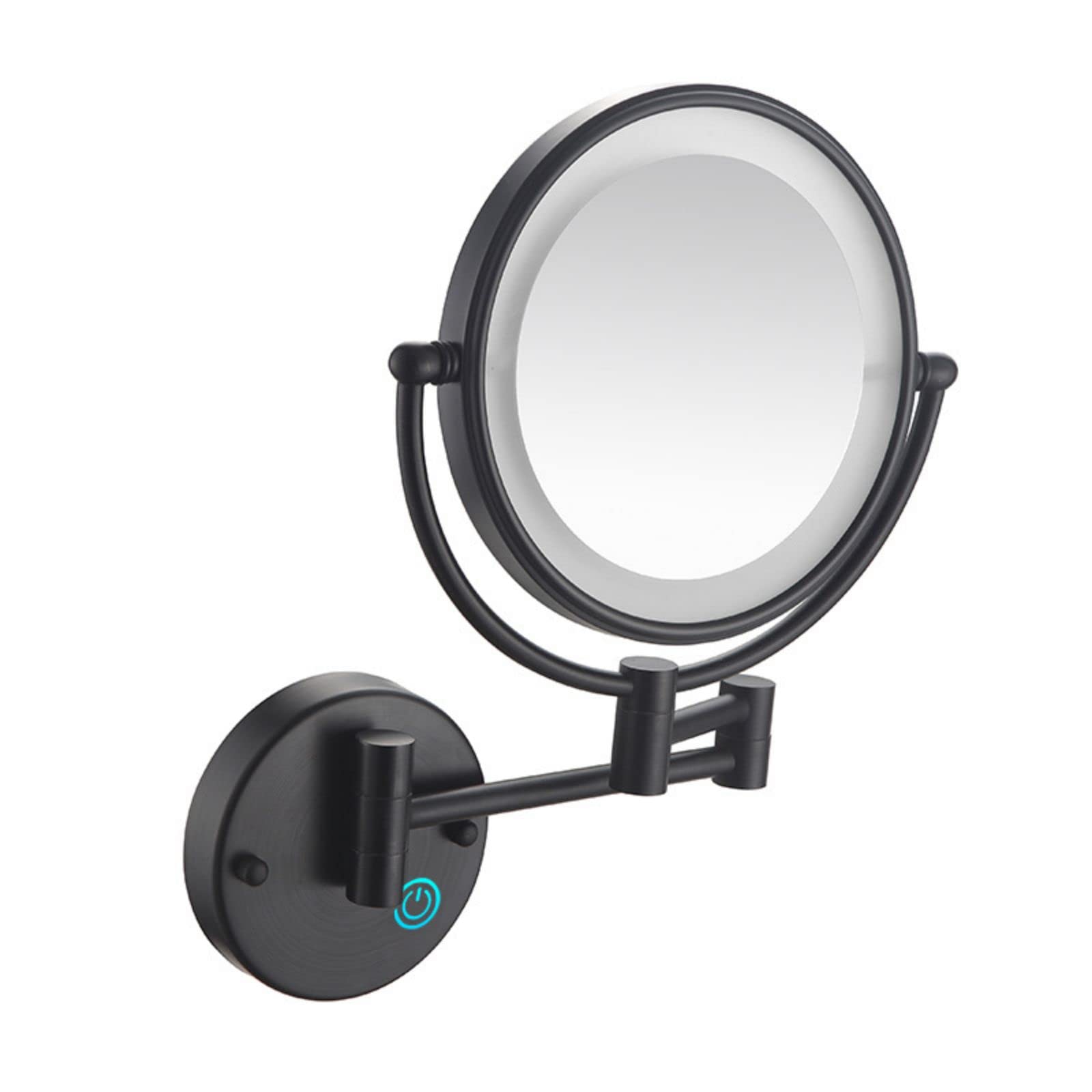 10X Magnifying LED Makeup Mirror with Lights - 360° Swivel & Extendable Arm, Wall Mounted Double Sided Vanity Mirror for Professional Makeup Application, Black (Hard Wired) - Perfect for Home Dressing Room, Salon, and Beauty Studio