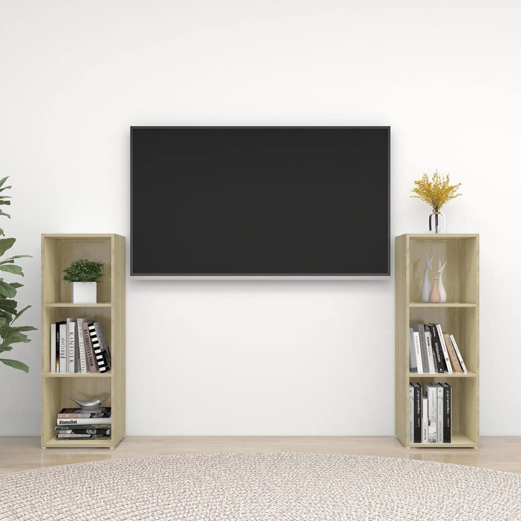 2-Piece TV Stand Set - Sonoma Oak Entertainment Center for Living Room, Bedroom & Office - 42.1
