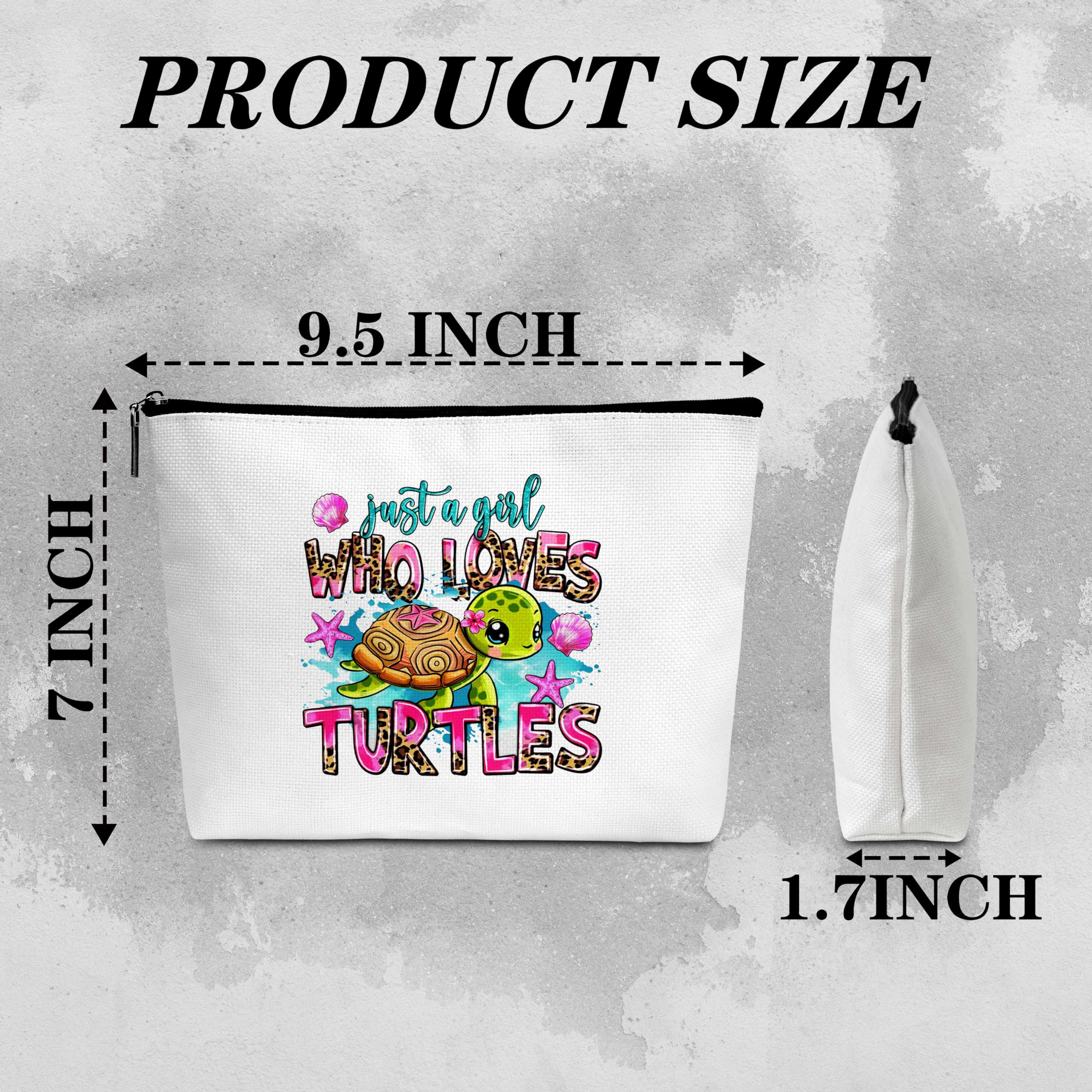 Just A Girl Who Loves Turtles Makeup Bag - Cute Travel Cosmetic Case for Women & Teens | Perfect Birthday, Graduation, Christmas Gift for Girlfriend, Mom, Daughter & Besties | Turtle Lover Accessories for Beach Vacations & Sleepovers