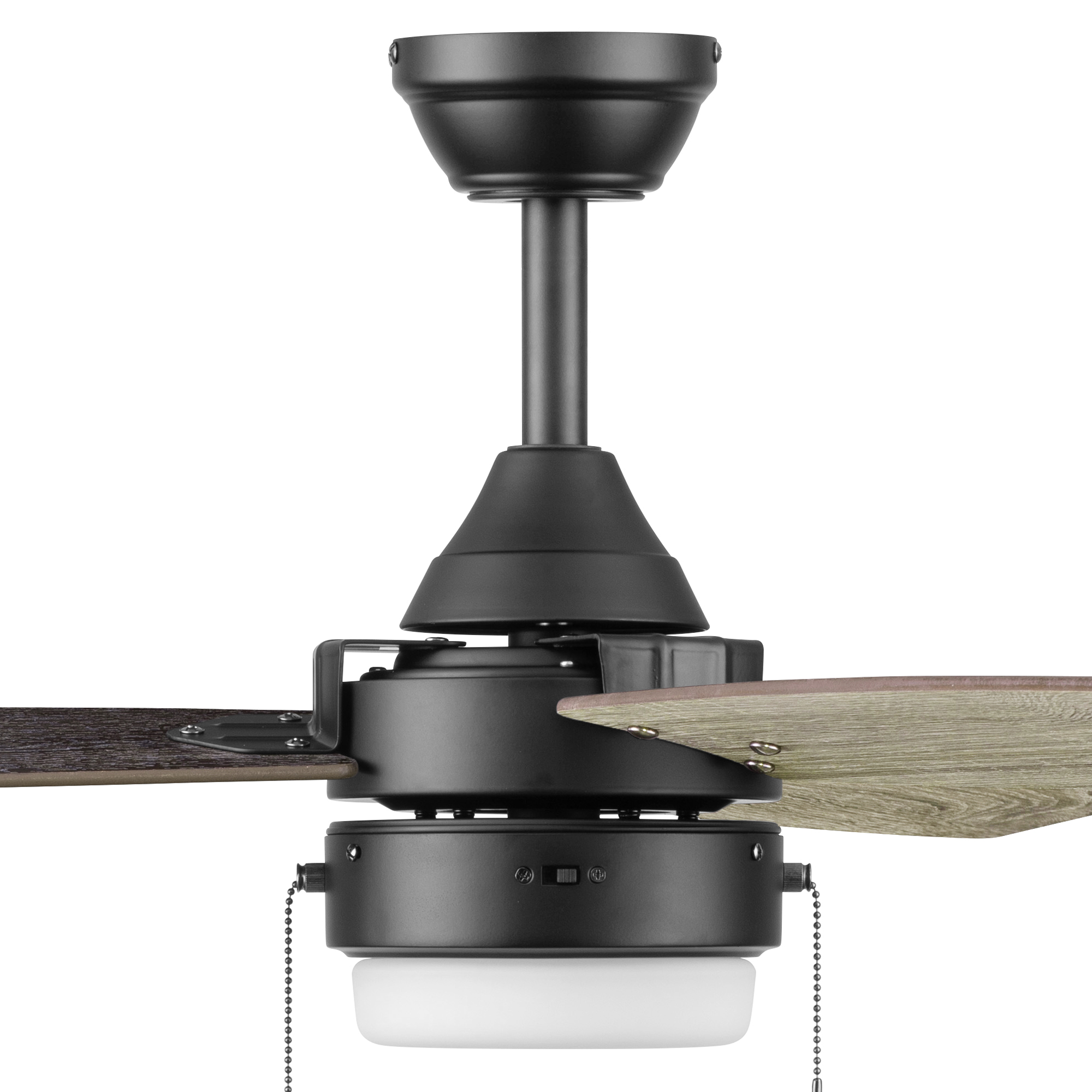 48 Inch Honeywell Berryhill Matte Black Ceiling Fan with Light Kit and Pull Chain - Perfect for Living Room, Bedroom, and Outdoor Covered Patio