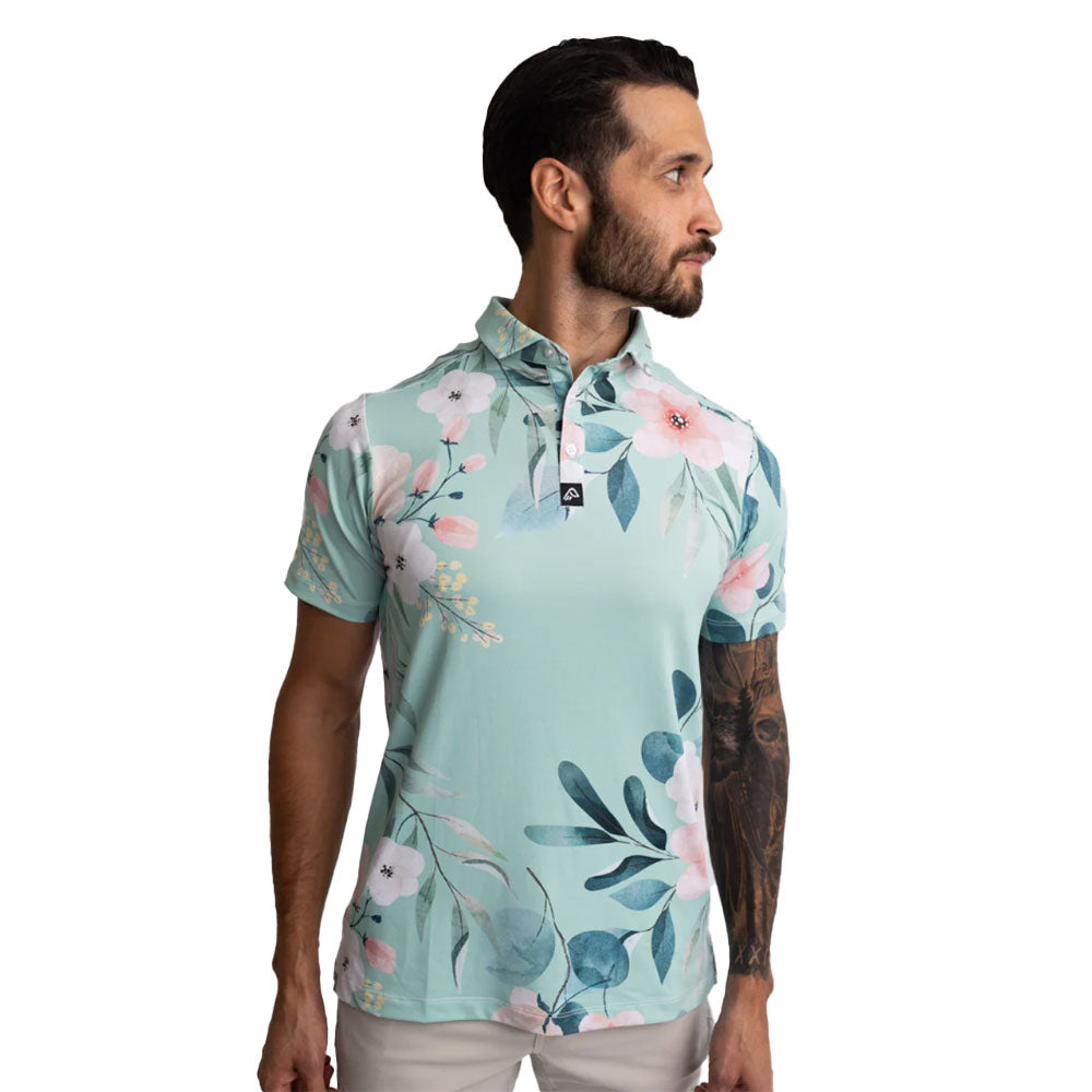 Easy Eagle Floral La Tour Men's Golf Polo Shirt - Breathable & Stylish for Golf, Casual Wear & Outdoor Activities