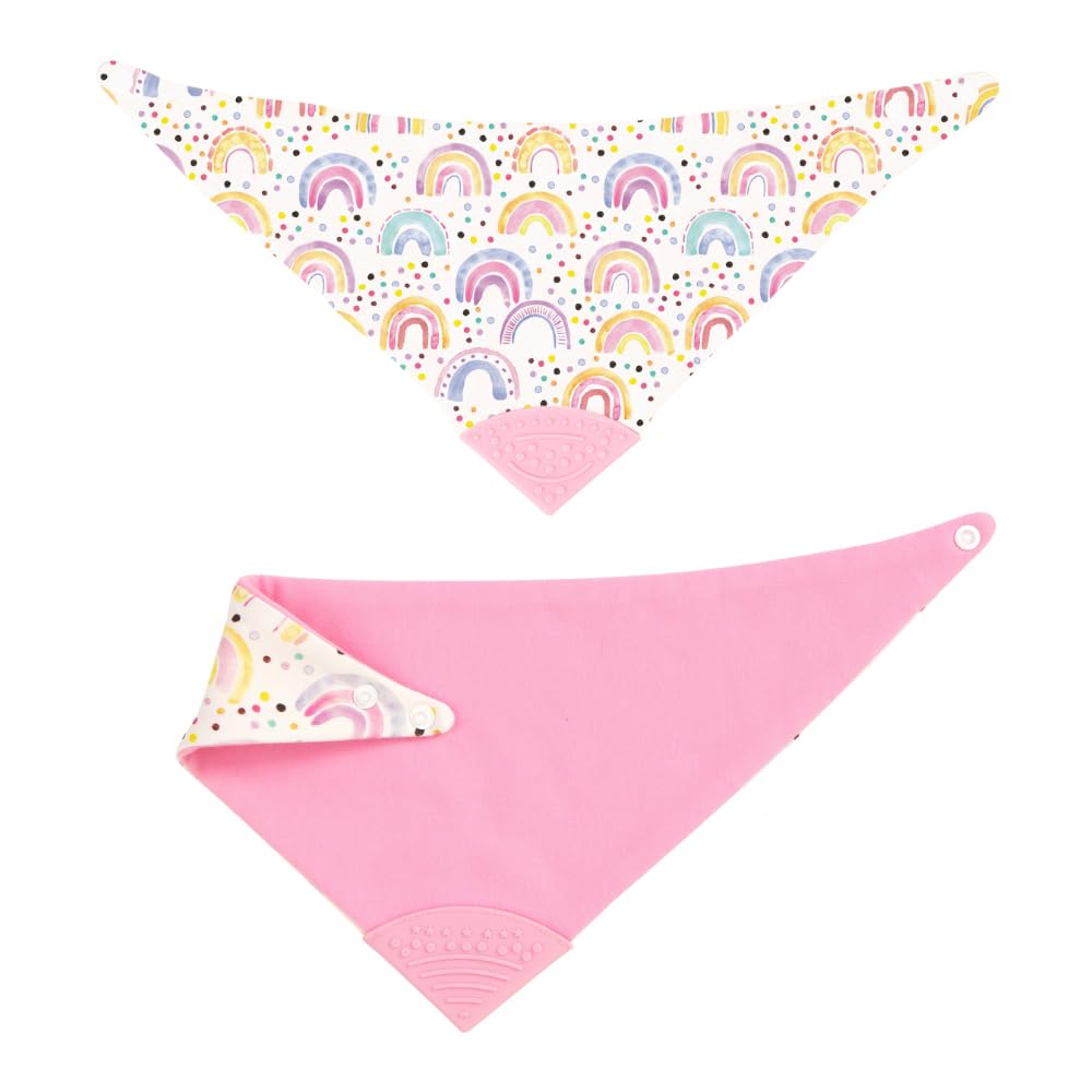 Reversible Bandana and Teether Bibs for Baby Boys & Girls - 100% Cotton, Absorbent, Durable & Easy to Clean Bibs - Perfect for Feeding, Teething & Drooling Protection