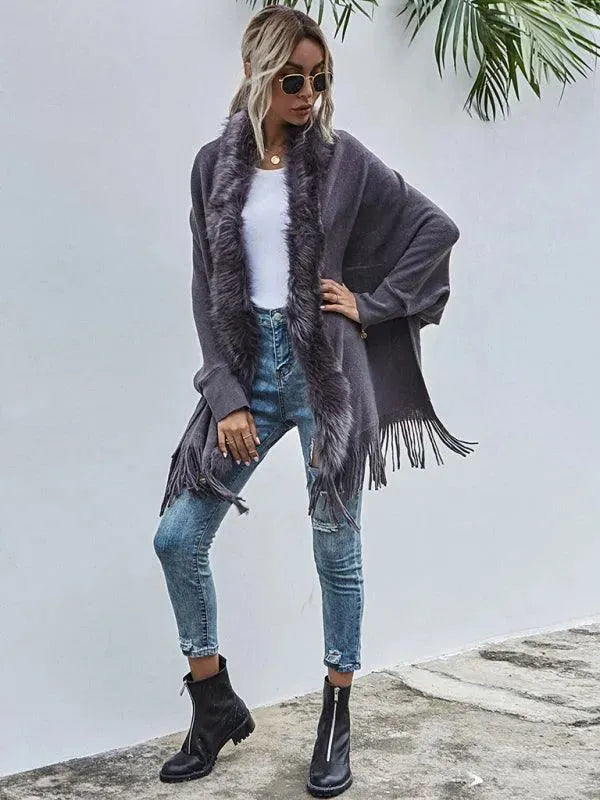 Women's Warm Wool Coat with Fur Collar - Winter Fashion Outerwear for Casual & Dressy Occasions