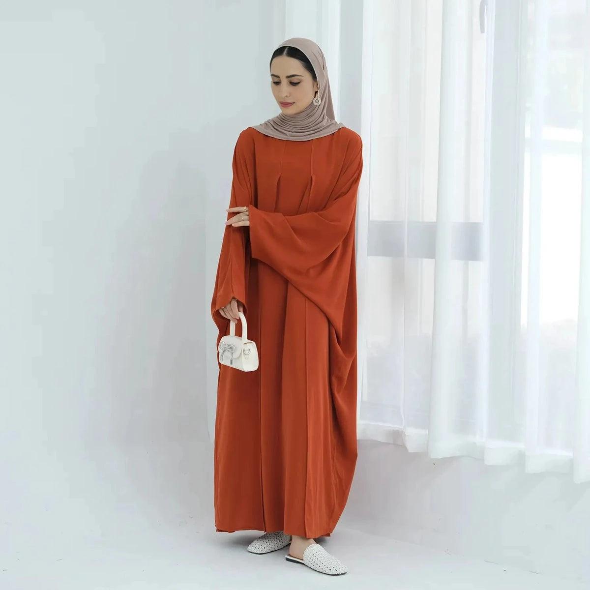 Elegant Splicing Type Nida Abaya Dress #24834 - Modest Islamic Women's Prayer Dress for Mosque & Special Occasions