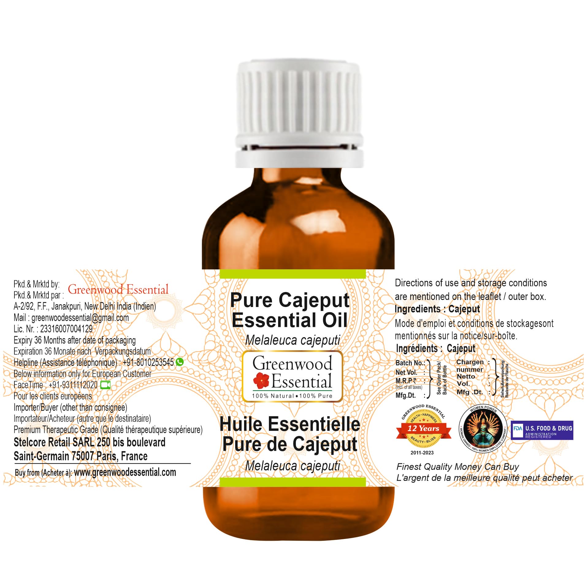 Pure Cajeput Essential Oil (Melaleuca cajeputi) 15ml - 100% Natural, Steam Distilled for Aromatherapy, Massage & Skin Care - Greenwood Essential Brand