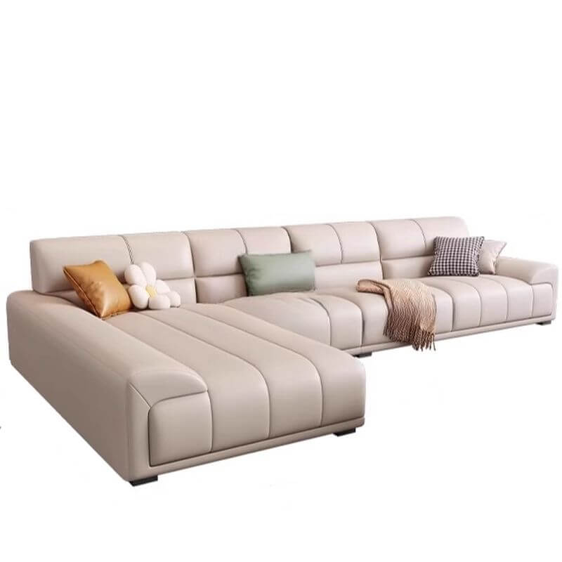 L-Shaped Sectional Sofa with Chaise Lounge - Reversible Right/Left Facing, Solid Pine Wood Frame & Hidden Support - Perfect for Living Room, Home Theater or Office Lounge