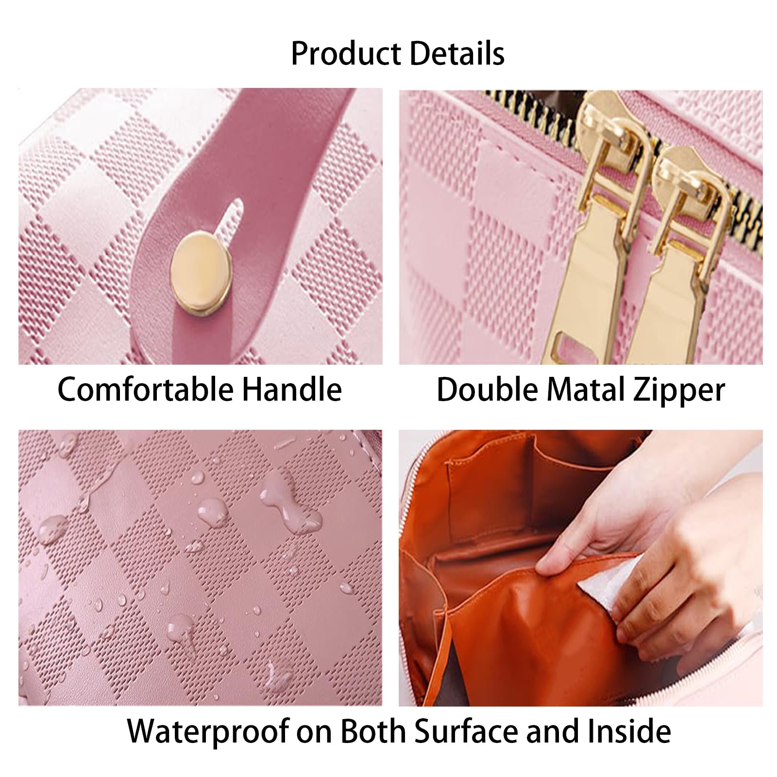 **Large Pink Waterproof Travel Makeup Bag with Silicone Brush Holder – Portable Cosmetic Organizer for Women | Perfect for Vacations, Gym, and Daily Essentials**