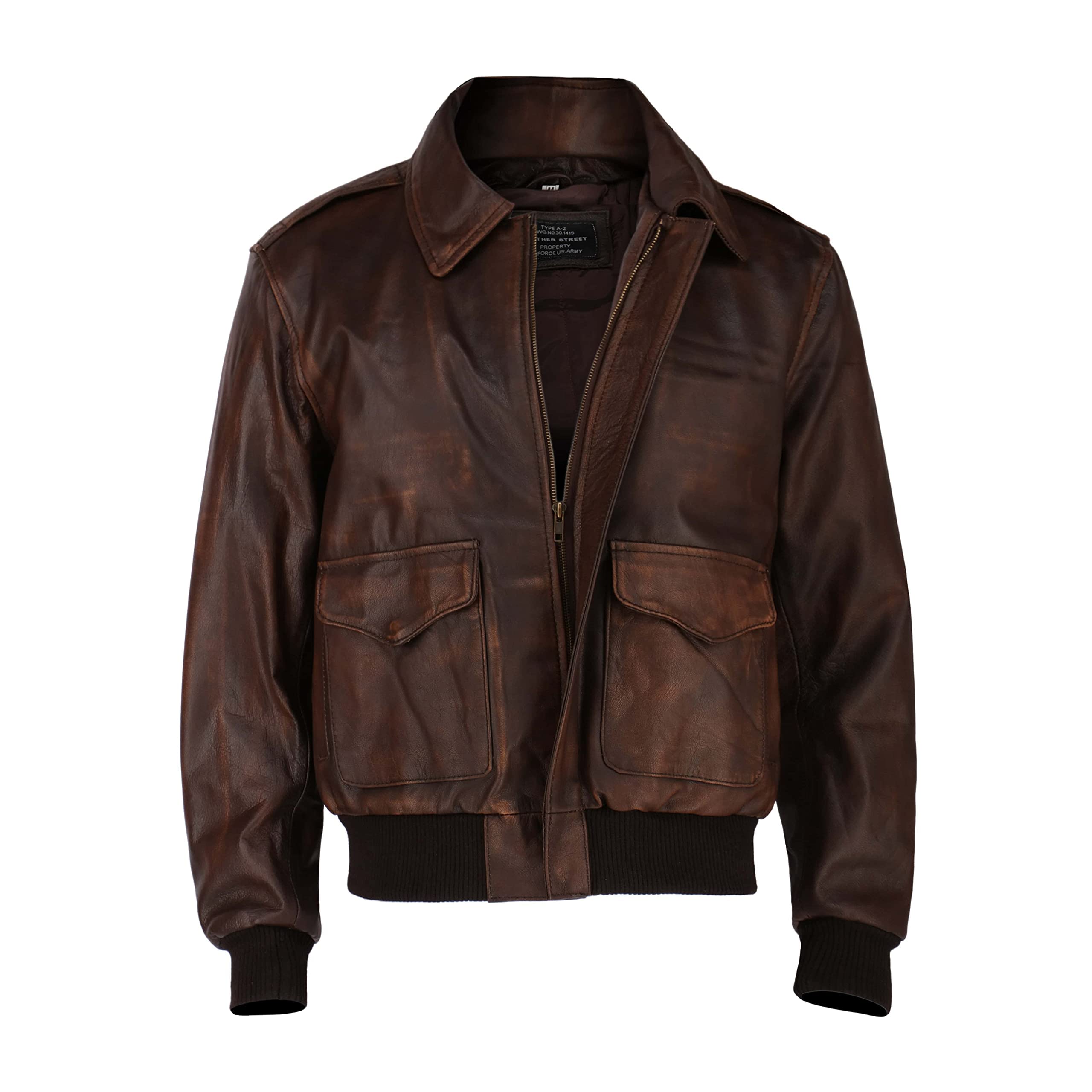 Authentic WWII A2 Aviator Brown Leather Bomber Jacket for Men - Vintage Flying Tiger Pilot Jacket - Perfect for Aviation Enthusiasts & Historical Reenactments