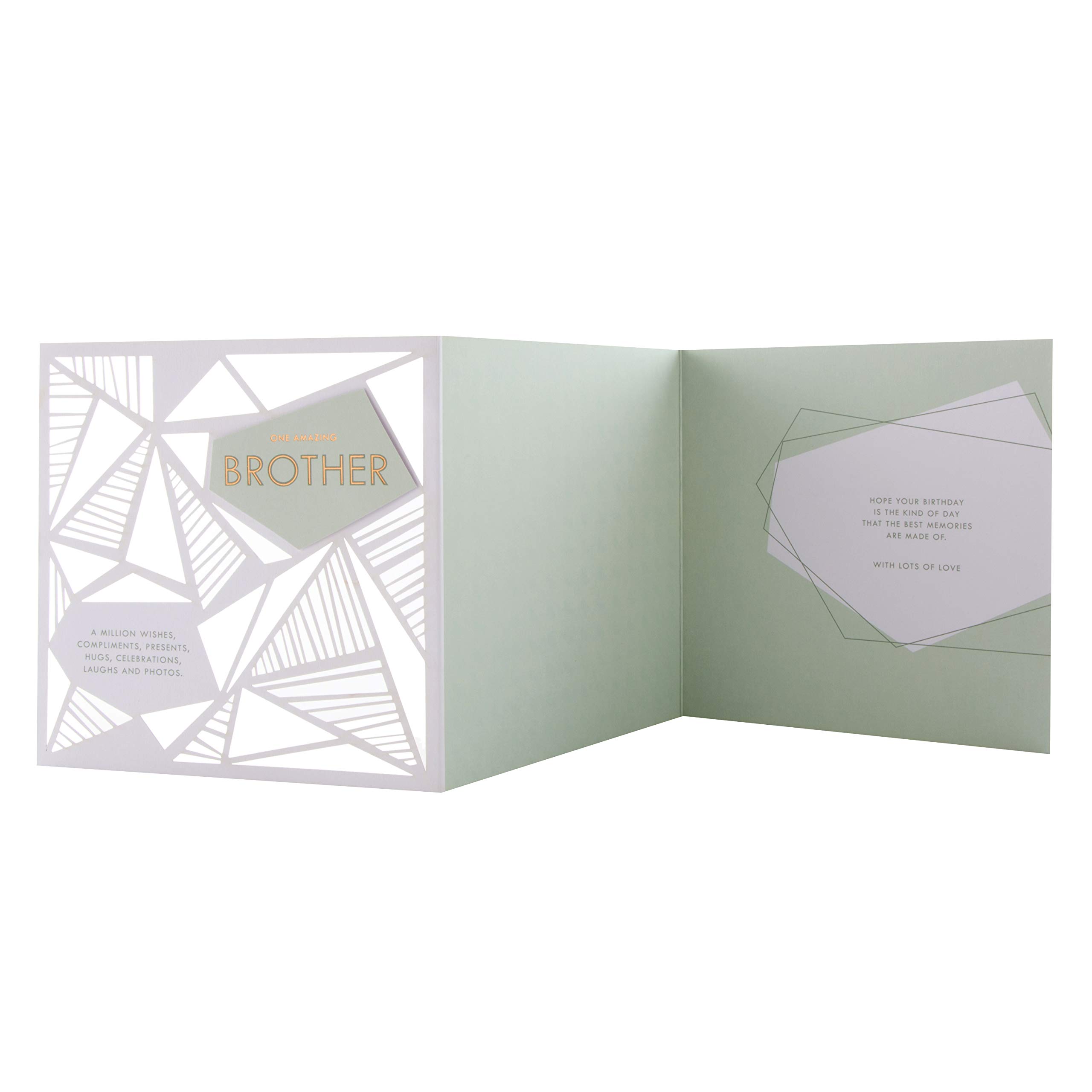 Hallmark Birthday Card for Brother - Geometric Laser-Cut Design | Unique Greeting Card for Sibling Birthday | Perfect for Brothers Day, Special Occasions & Gift Giving