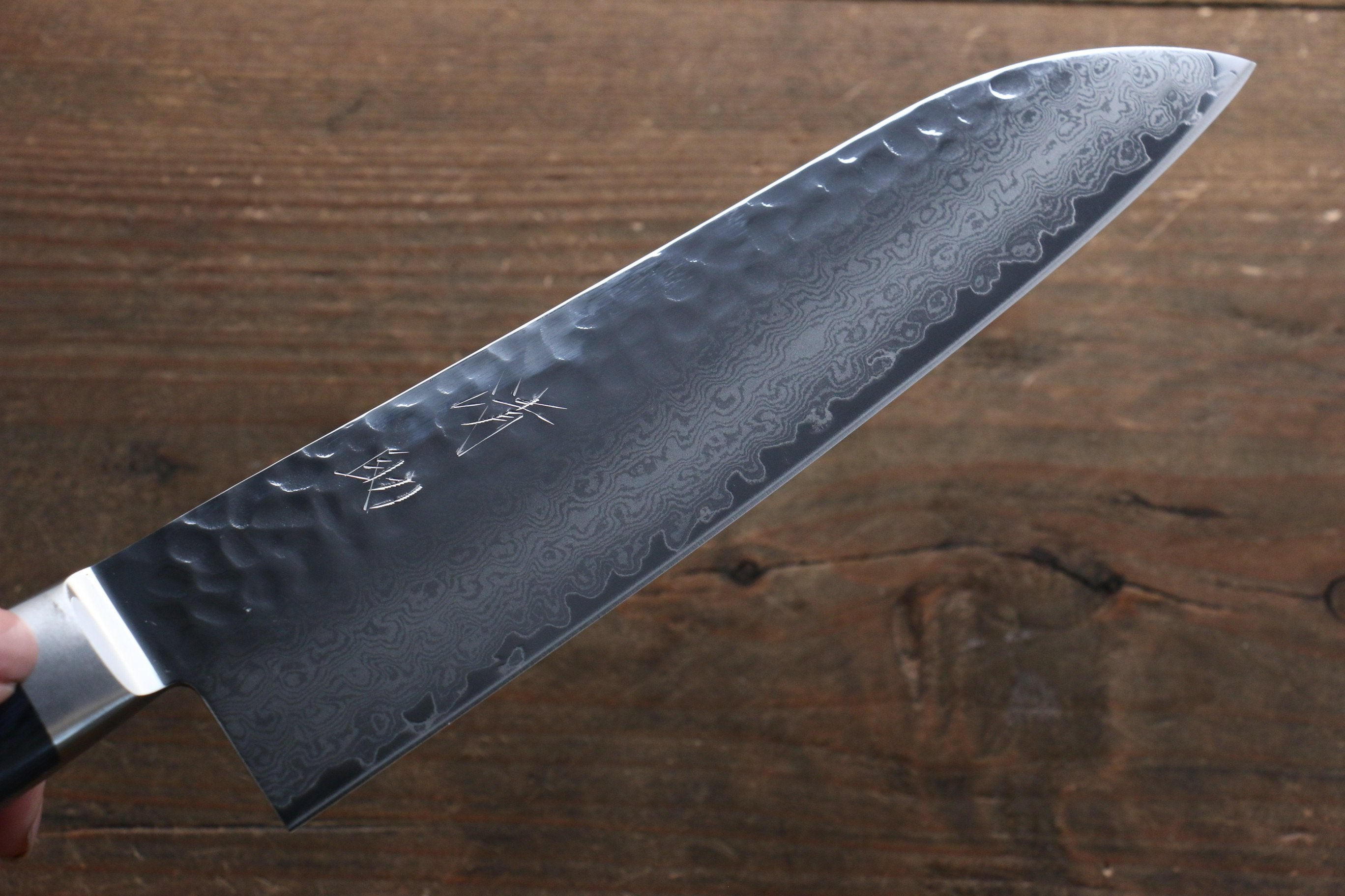 Premium Seisuke Seiun VG10 33-Layer Damascus Santoku Knife 180mm - Blue Pakkawood Handle with Protective Sheath - Perfect for Sushi, Vegetables & Precision Kitchen Tasks