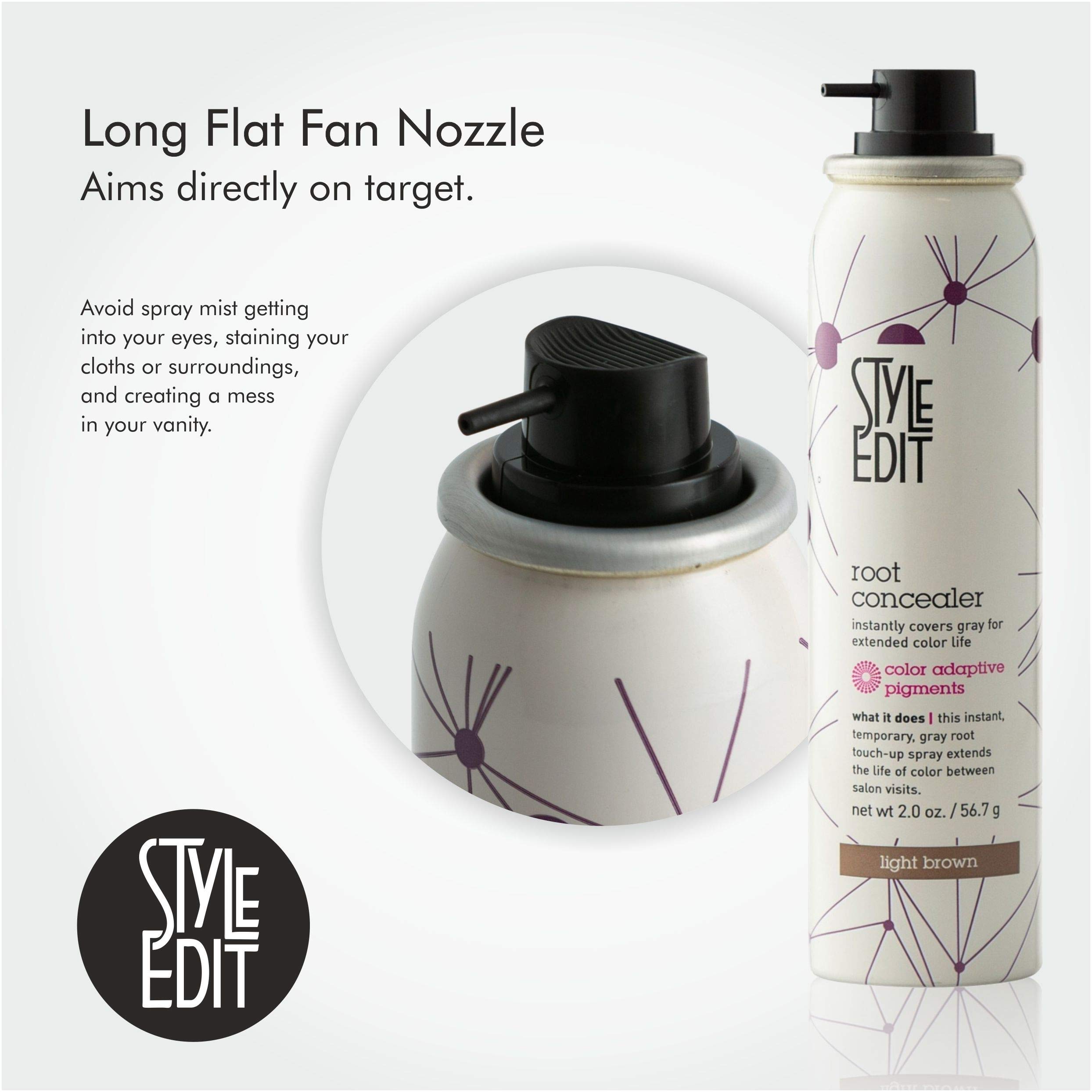 Style Edit Root Concealer Touch Up Spray - Instantly Covers Gray Roots & Hair Regrowth | Salon-Quality Hair Color Cover Up for Women | Light Brown 2oz (3-Pack) | Perfect for Quick Touch-Ups Between Salon Visits, Travel & Special Occasions