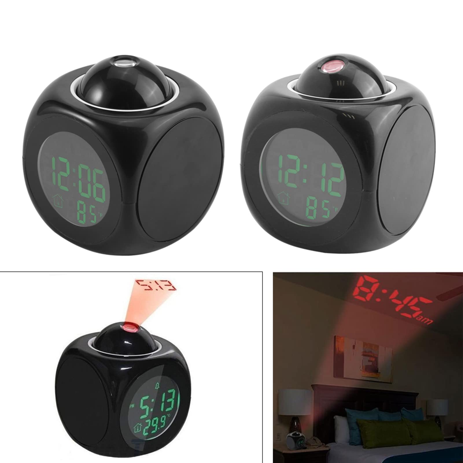 LED Projection Alarm Clock for Bedroom & Desk - Digital Clock with Time & Temperature Display for Home, Office, Nightstand (Perfect for Nighttime Visibility & Easy Reading)