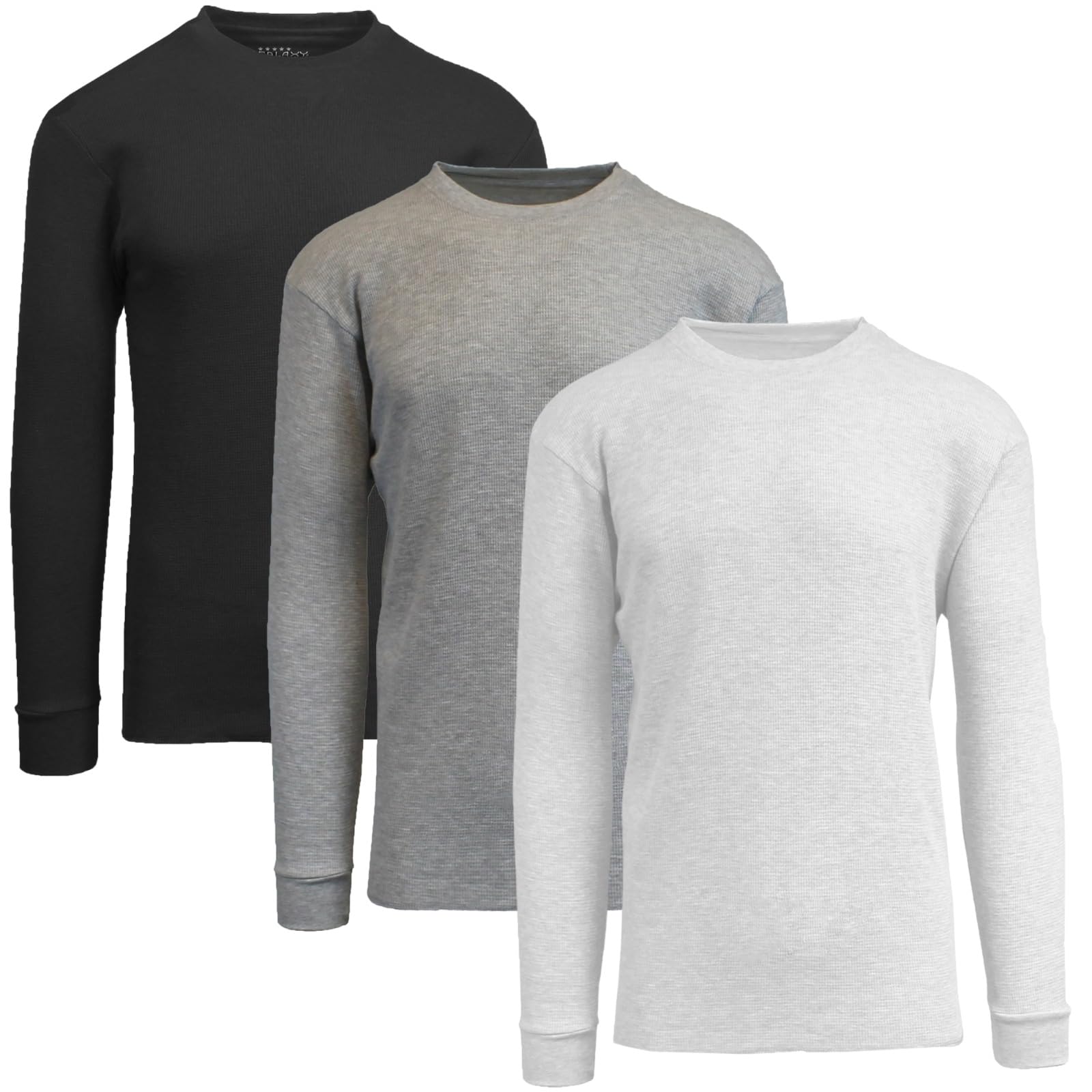 Harvic Men's Thermal Long Sleeve Waffle Shirt 3-Pack - Warm Winter Base Layer for Outdoor Activities, Camping & Work