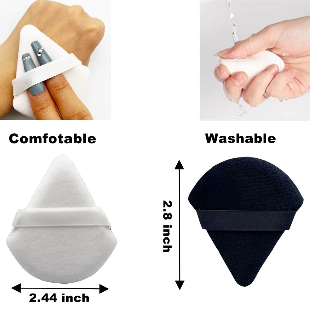 12Pcs Triangle Powder Puffs - Velour Makeup Sponges for Setting Powder, Foundation & Blush - Crease-Free Under Eye & Nose Application - Perfect for Professional Makeup & Travel Touch-Ups