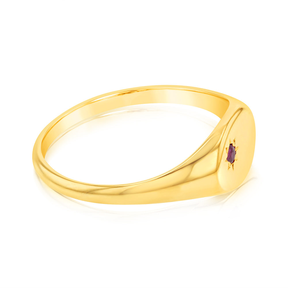 9ct Yellow Gold 1.75mm Natural Ruby Ring for Women - Elegant Stackable Birthstone Jewelry Gift for Anniversary, Valentine's Day & Special Occasions