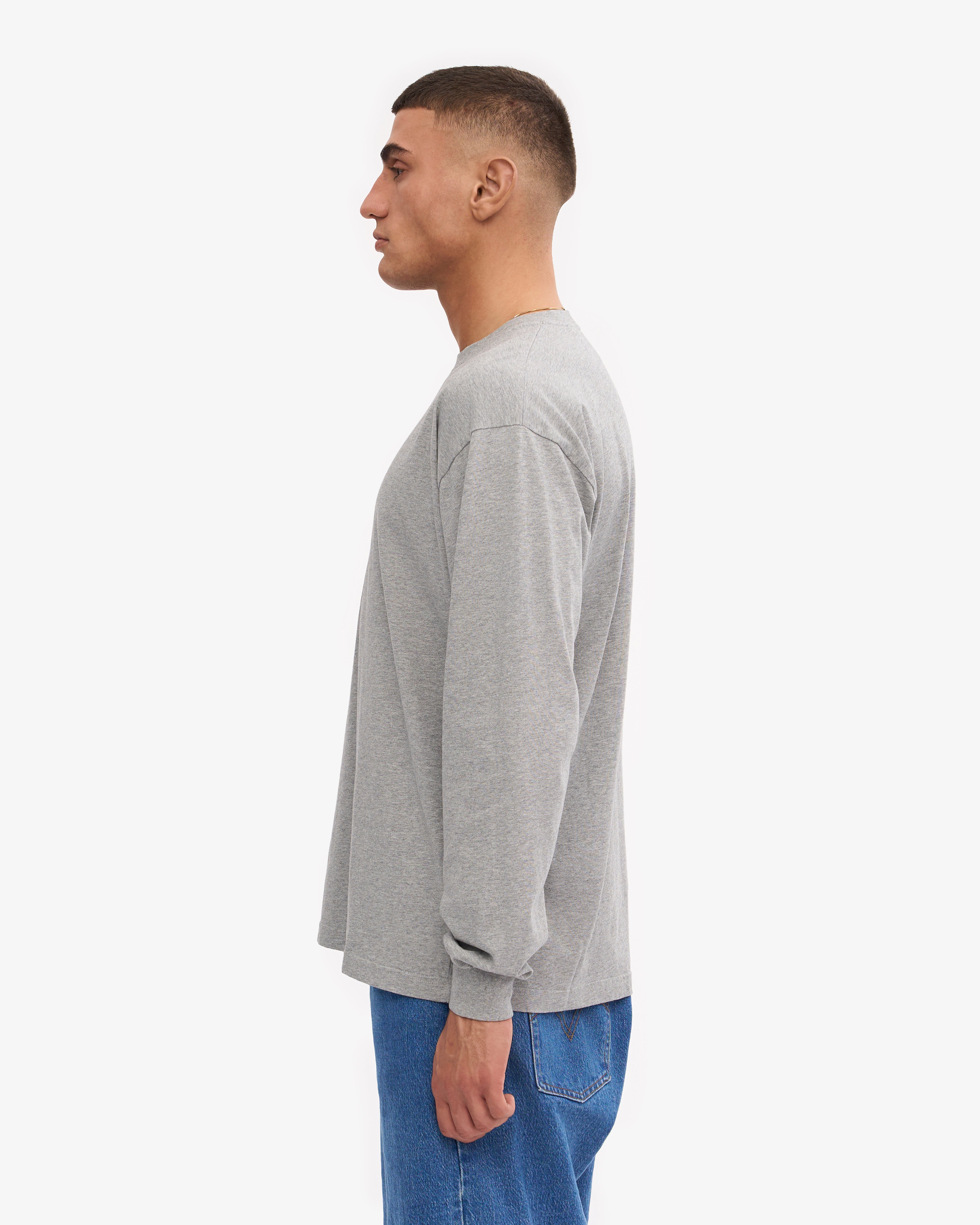 Oversized Organic Long Sleeve T-Shirt for Women - Soft Heather Grey Cotton Tee - Casual Loungewear & Streetwear Fashion